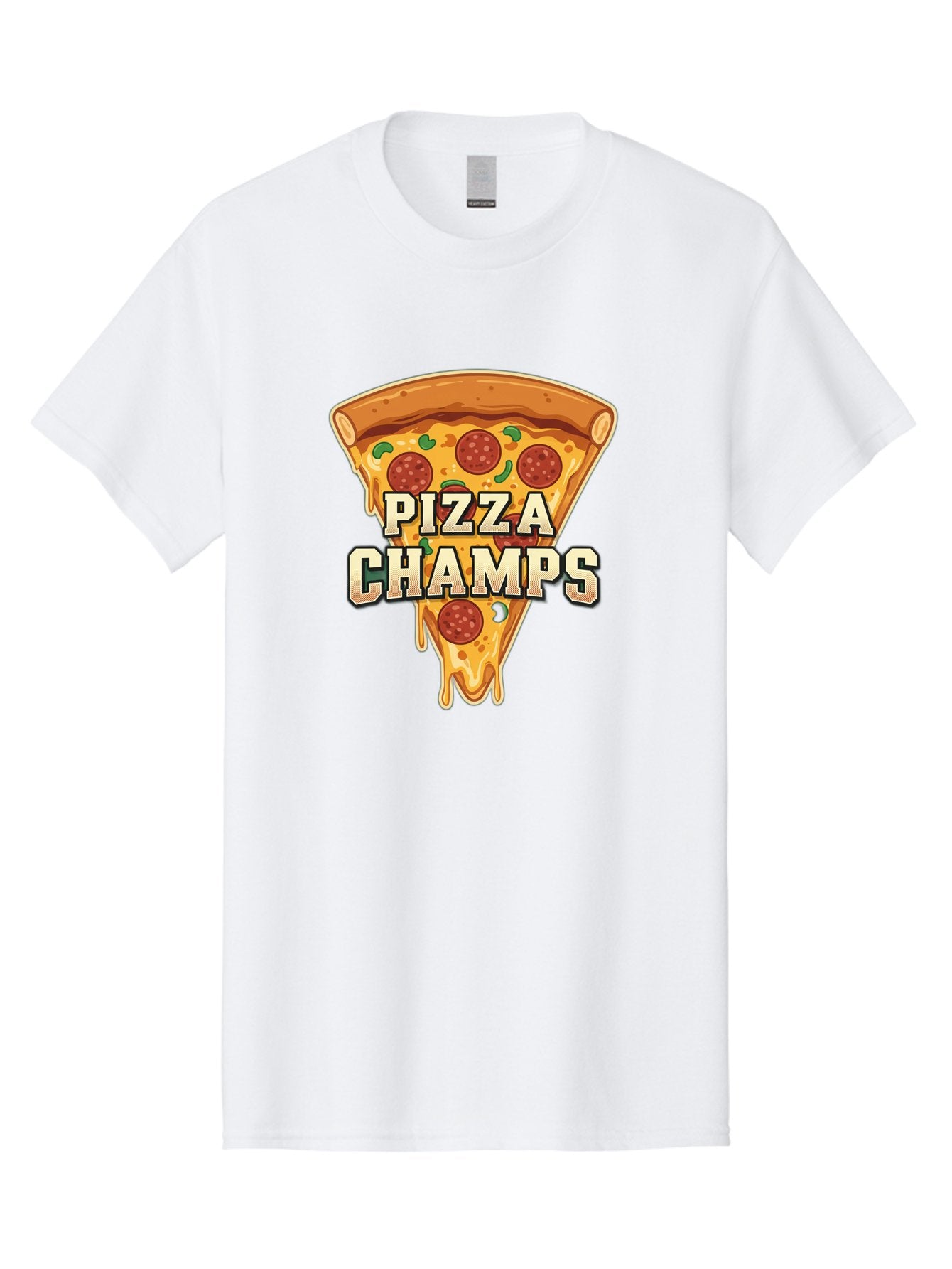 Pizza-Champs Men'S Graphic Tee, 100% Cotton, Comfortable Casual Summer Wear, Machine Washable, Pepperoni Pizza Slice, Cheese Stretch, Pizza Toppings, Italian Food, Pizza Champions, Gaming Logo, Cartoon Style, Appetizing Pizza, Cheesy Pizza, Bac261 7