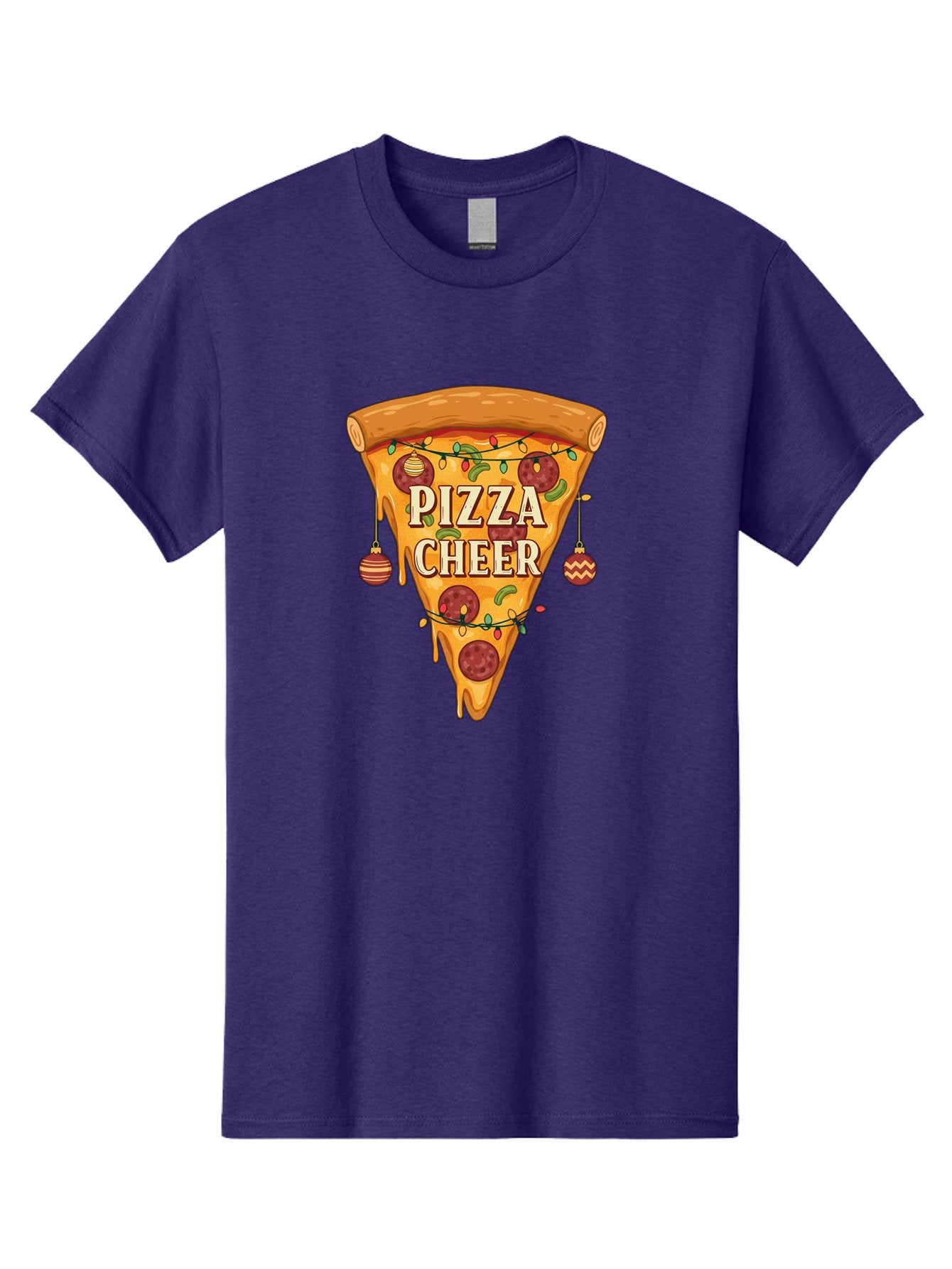Pizza-Cheer Men'S Graphic Tee, 100% Cotton, Comfortable Casual Summer Wear, Machine Washable, Pizza Slice, Pepperoni Pizza, Christmas Decorations, Holiday Cheer, Festive Food, Delicious Pizza, Christmas Ornaments, Pizza Party, Merry Christmas Bac262 4