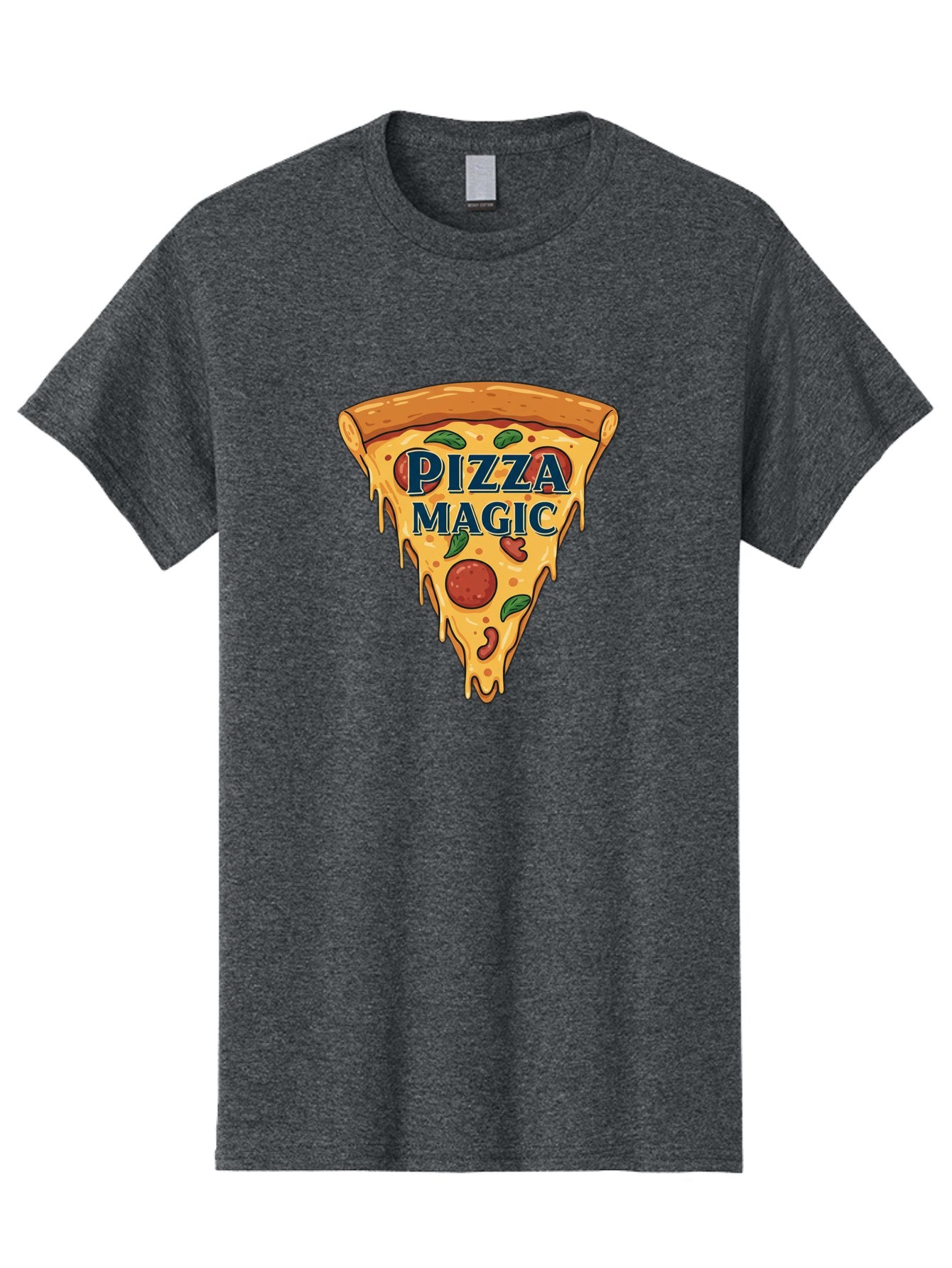 Pizza-Magic Men'S Graphic Tee, 100% Cotton, Comfortable Casual Summer Wear, Machine Washable, Pizza Slice, Cheesy Goodness, Pepperoni Pizza, Basil Leaves, Gooey Cheese, Melting Cheese, Savory Delight, Pizza Magic Bac265 4