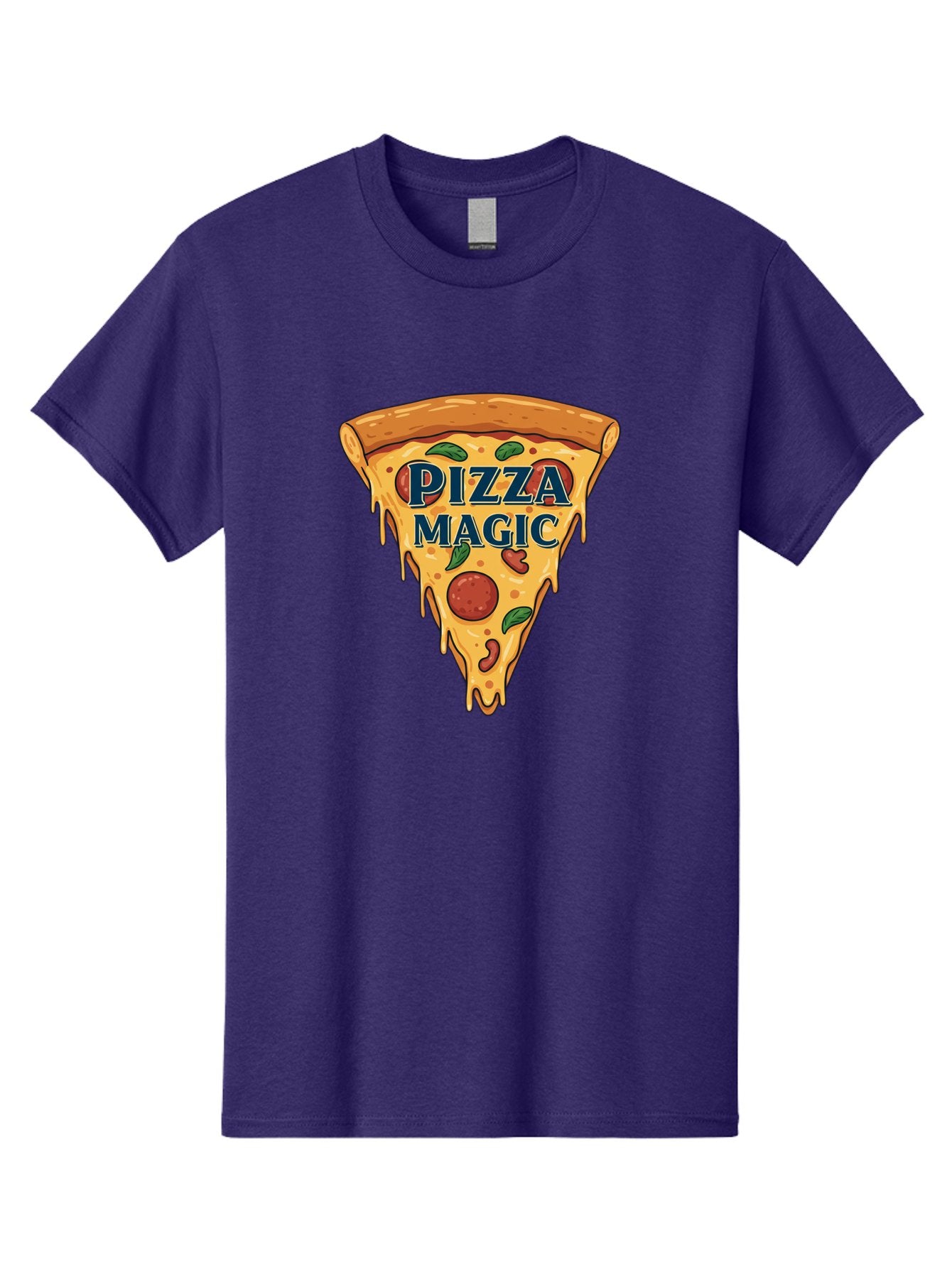 Pizza-Magic Men'S Graphic Tee, 100% Cotton, Comfortable Casual Summer Wear, Machine Washable, Pizza Slice, Cheesy Goodness, Pepperoni Pizza, Basil Leaves, Gooey Cheese, Melting Cheese, Savory Delight, Pizza Magic Bac265 6
