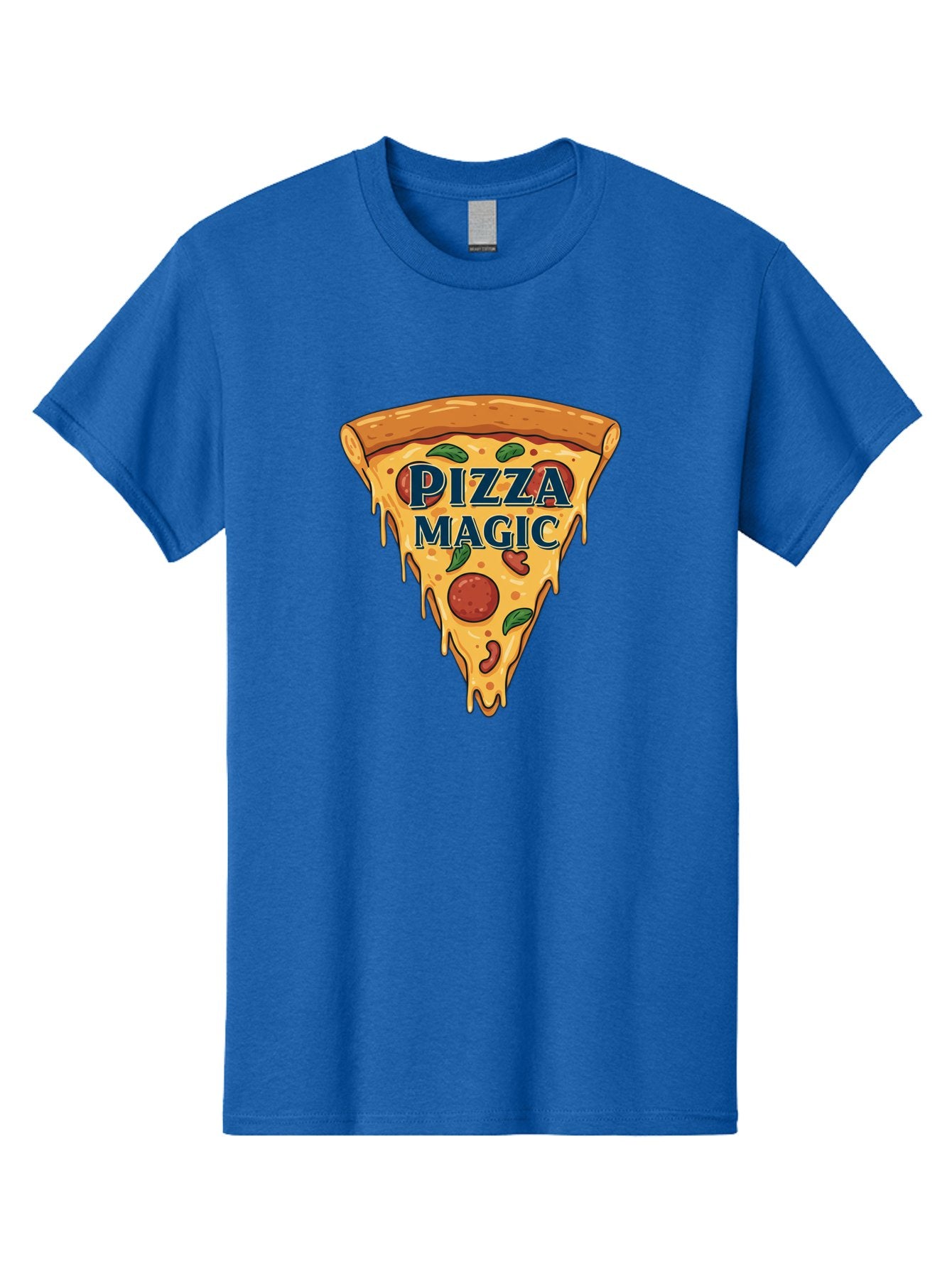 Pizza-Magic Men'S Graphic Tee, 100% Cotton, Comfortable Casual Summer Wear, Machine Washable, Pizza Slice, Cheesy Goodness, Pepperoni Pizza, Basil Leaves, Gooey Cheese, Melting Cheese, Savory Delight, Pizza Magic Bac265 15