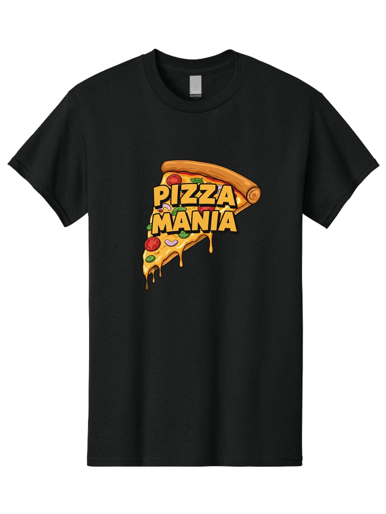 Pizza-Mania Men'S Graphic Tee, 100% Cotton, Comfortable Casual Summer Wear, Machine Washable, Cheesy Pizza Slice, Pizza Toppings, Tomato Sauce, Melted Mozzarella, Pizza Mania, Foodie, Italian Cuisine, Savory Delight, Mouth-Watering Pizza Bac266