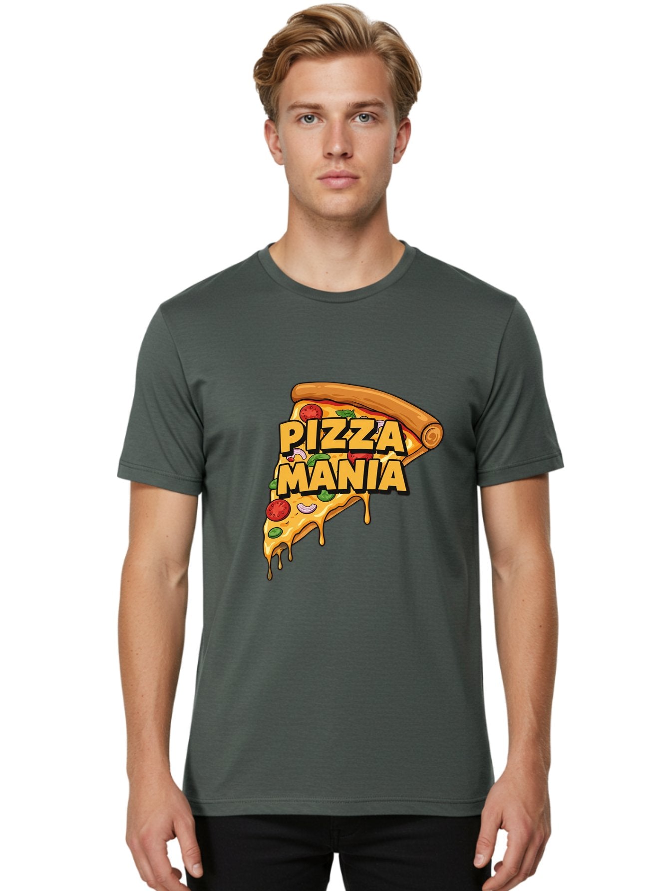 Pizza-Mania Men'S Graphic Tee, 100% Cotton, Comfortable Casual Summer Wear, Machine Washable, Cheesy Pizza Slice, Pizza Toppings, Tomato Sauce, Melted Mozzarella, Pizza Mania, Foodie, Italian Cuisine, Savory Delight, Mouth-Watering Pizza Bac266 23