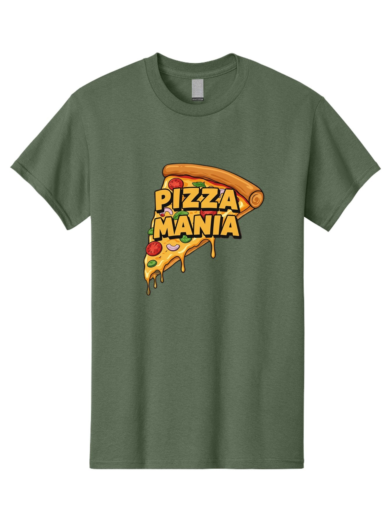 Pizza-Mania Men'S Graphic Tee, 100% Cotton, Comfortable Casual Summer Wear, Machine Washable, Cheesy Pizza Slice, Pizza Toppings, Tomato Sauce, Melted Mozzarella, Pizza Mania, Foodie, Italian Cuisine, Savory Delight, Mouth-Watering Pizza Bac266