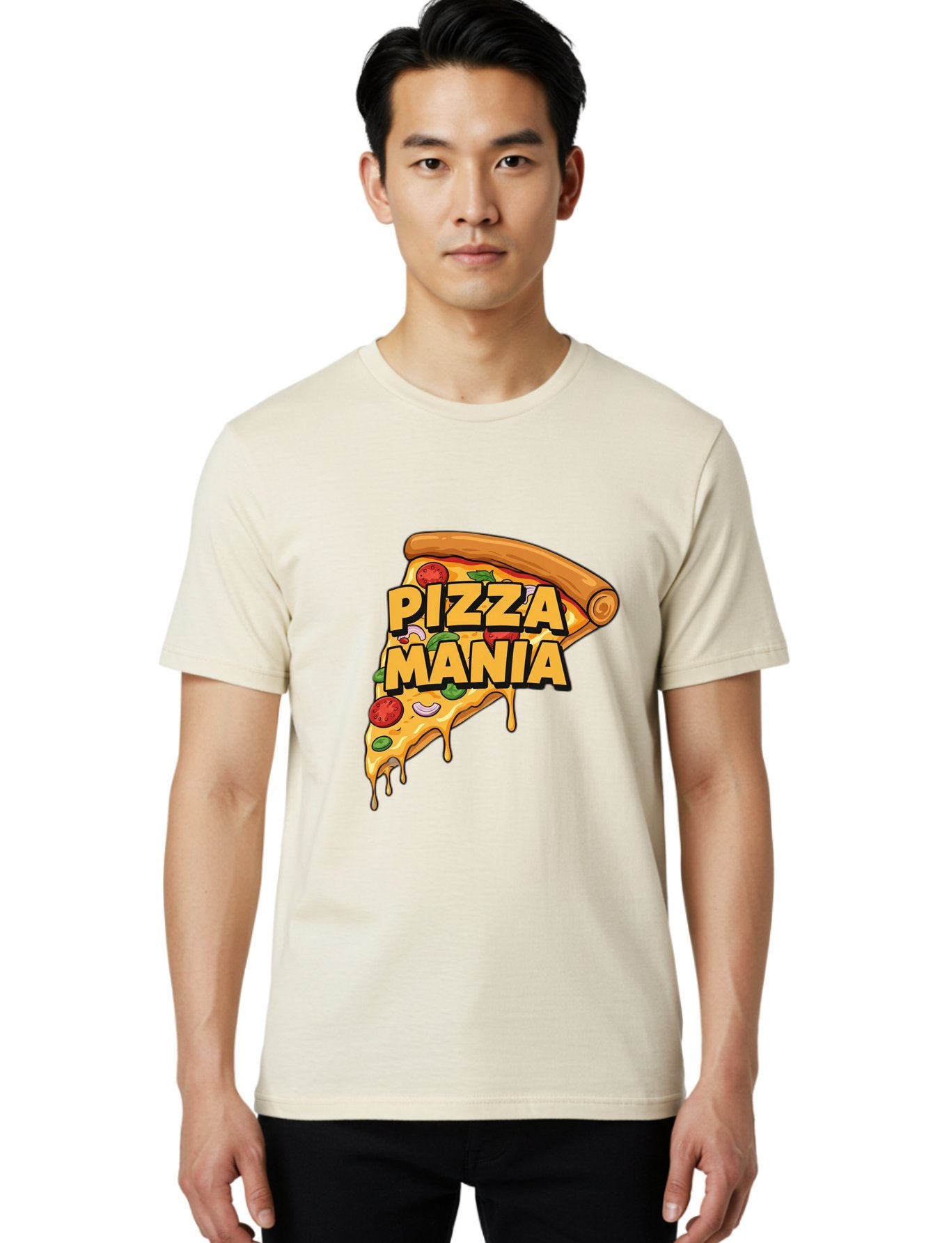 Pizza-Mania Men'S Graphic Tee, 100% Cotton, Comfortable Casual Summer Wear, Machine Washable, Cheesy Pizza Slice, Pizza Toppings, Tomato Sauce, Melted Mozzarella, Pizza Mania, Foodie, Italian Cuisine, Savory Delight, Mouth-Watering Pizza Bac266 24