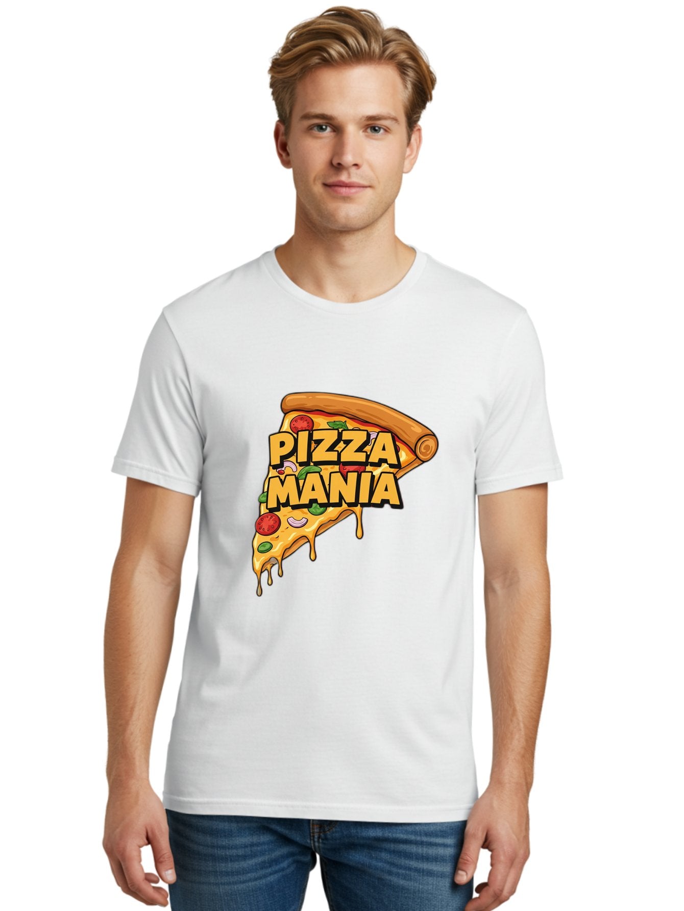 Pizza-Mania Men'S Graphic Tee, 100% Cotton, Comfortable Casual Summer Wear, Machine Washable, Cheesy Pizza Slice, Pizza Toppings, Tomato Sauce, Melted Mozzarella, Pizza Mania, Foodie, Italian Cuisine, Savory Delight, Mouth-Watering Pizza Bac266 26