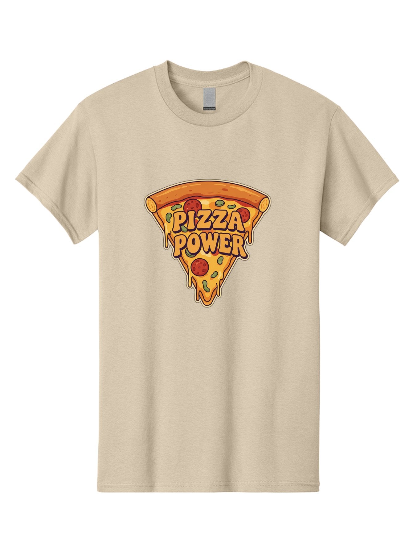 Pizza-Power Men'S Graphic Tee, 100% Cotton, Comfortable Casual Summer Wear, Machine Washable, Pizza Slice, Melted Cheese, Pepperoni Pizza, Jalapenos, Cartoon Style, Food Illustration, Melted Mozzarella, Pizza Toppings Bac267 6