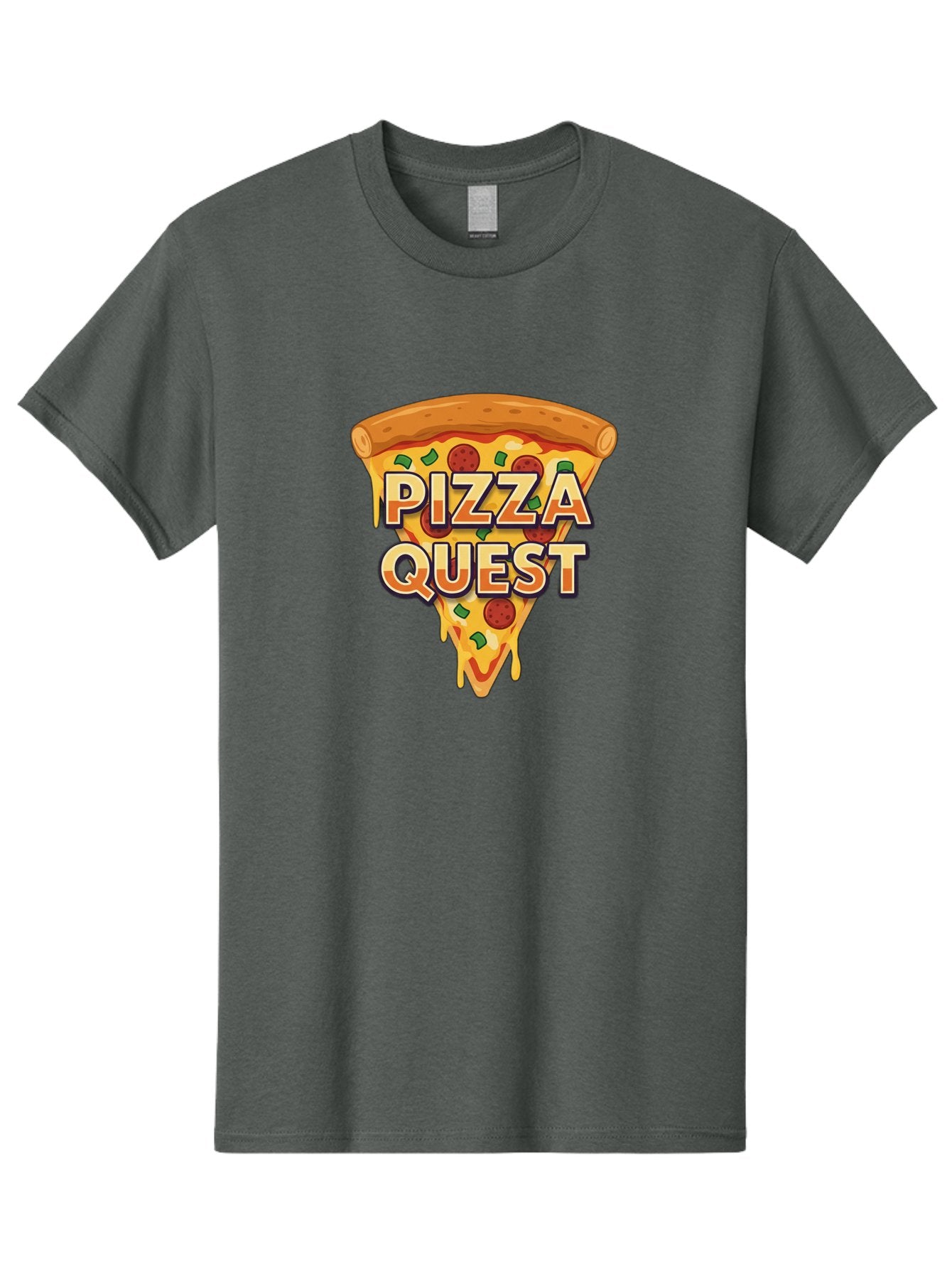 Pizza-Quest Men'S Graphic Tee, 100% Cotton, Comfortable Casual Summer Wear, Machine Washable, Pizza Slice, Melted Cheese, Pepperoni Pizza, Green Peppers, Cartoon Pizza, Food Illustration, Cheesy Goodness, Pizza Lovers, Gaming Logo Bac268 3