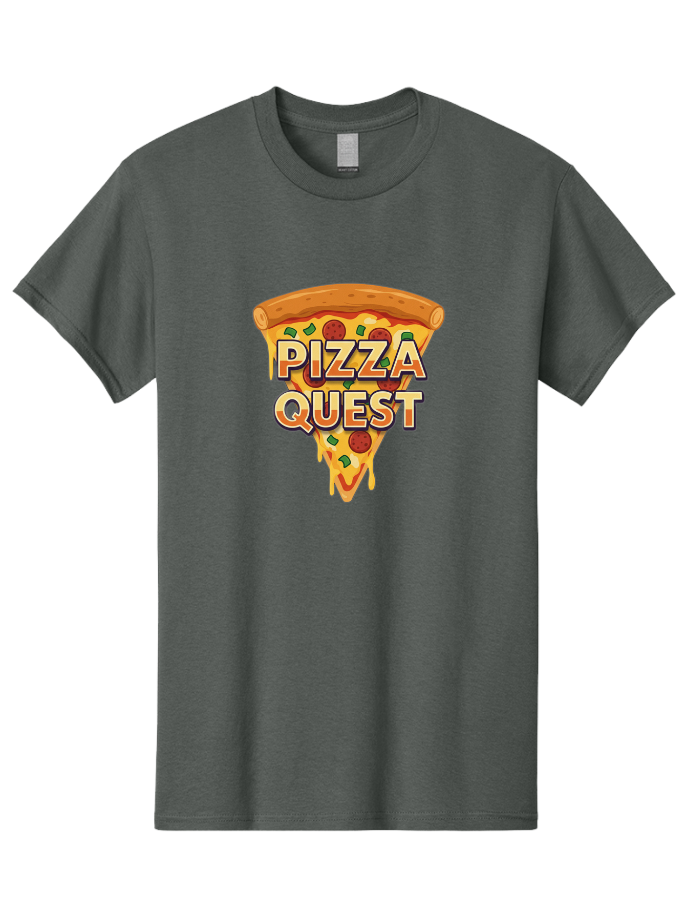 Pizza-Quest Men'S Graphic Tee, 100% Cotton, Comfortable Casual Summer Wear, Machine Washable, Pizza Slice, Melted Cheese, Pepperoni Pizza, Green Peppers, Cartoon Pizza, Food Illustration, Cheesy Goodness, Pizza Lovers, Gaming Logo Bac268 9