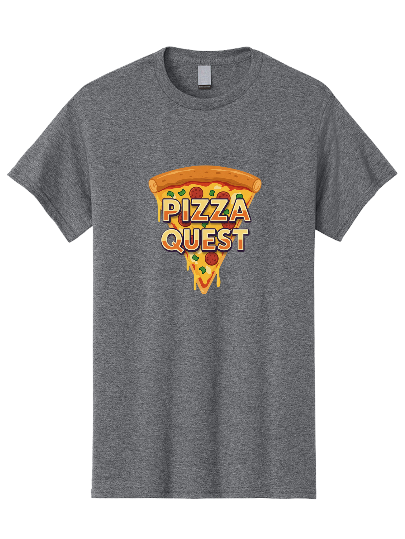 Pizza-Quest Men'S Graphic Tee, 100% Cotton, Comfortable Casual Summer Wear, Machine Washable, Pizza Slice, Melted Cheese, Pepperoni Pizza, Green Peppers, Cartoon Pizza, Food Illustration, Cheesy Goodness, Pizza Lovers, Gaming Logo Bac268 13