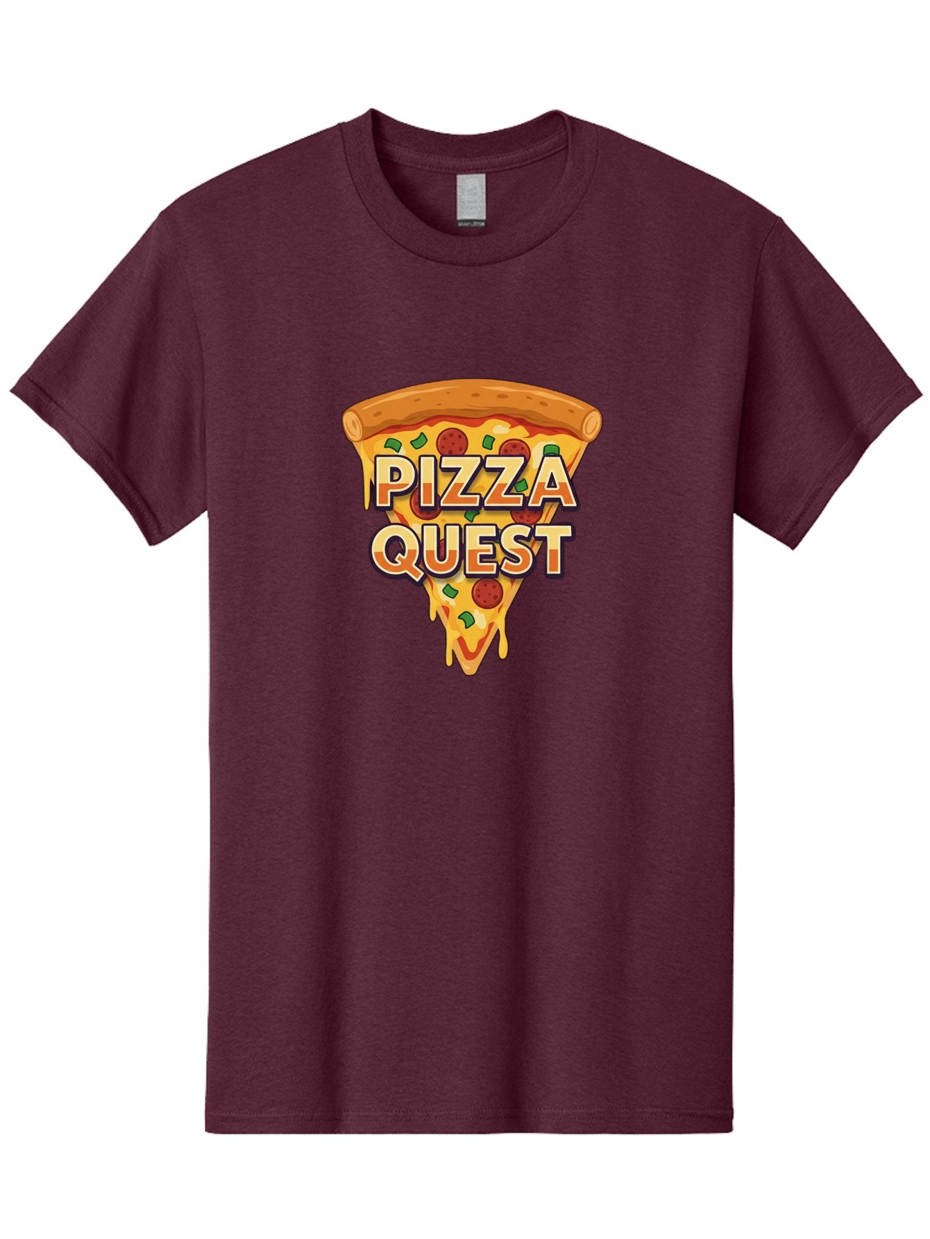 Pizza-Quest Men'S Graphic Tee, 100% Cotton, Comfortable Casual Summer Wear, Machine Washable, Pizza Slice, Melted Cheese, Pepperoni Pizza, Green Peppers, Cartoon Pizza, Food Illustration, Cheesy Goodness, Pizza Lovers, Gaming Logo Bac268 15