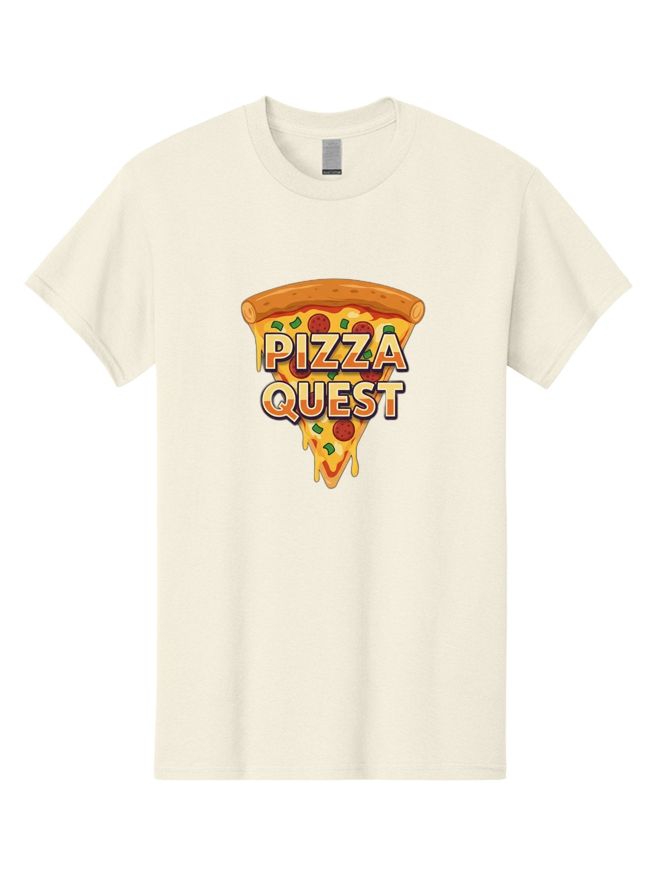 Pizza-Quest Men'S Graphic Tee, 100% Cotton, Comfortable Casual Summer Wear, Machine Washable, Pizza Slice, Melted Cheese, Pepperoni Pizza, Green Peppers, Cartoon Pizza, Food Illustration, Cheesy Goodness, Pizza Lovers, Gaming Logo Bac268 4
