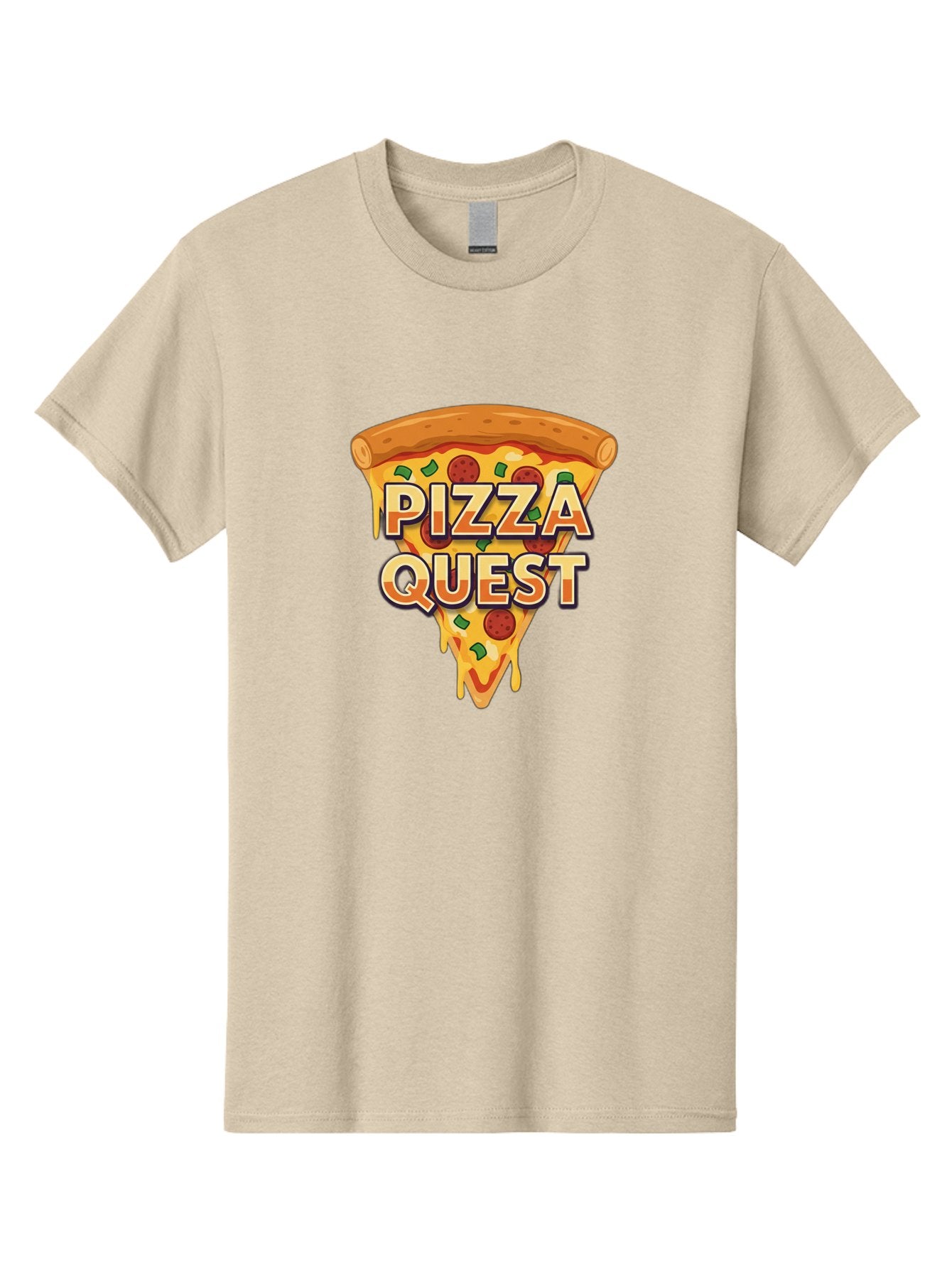 Pizza-Quest Men'S Graphic Tee, 100% Cotton, Comfortable Casual Summer Wear, Machine Washable, Pizza Slice, Melted Cheese, Pepperoni Pizza, Green Peppers, Cartoon Pizza, Food Illustration, Cheesy Goodness, Pizza Lovers, Gaming Logo Bac268 13
