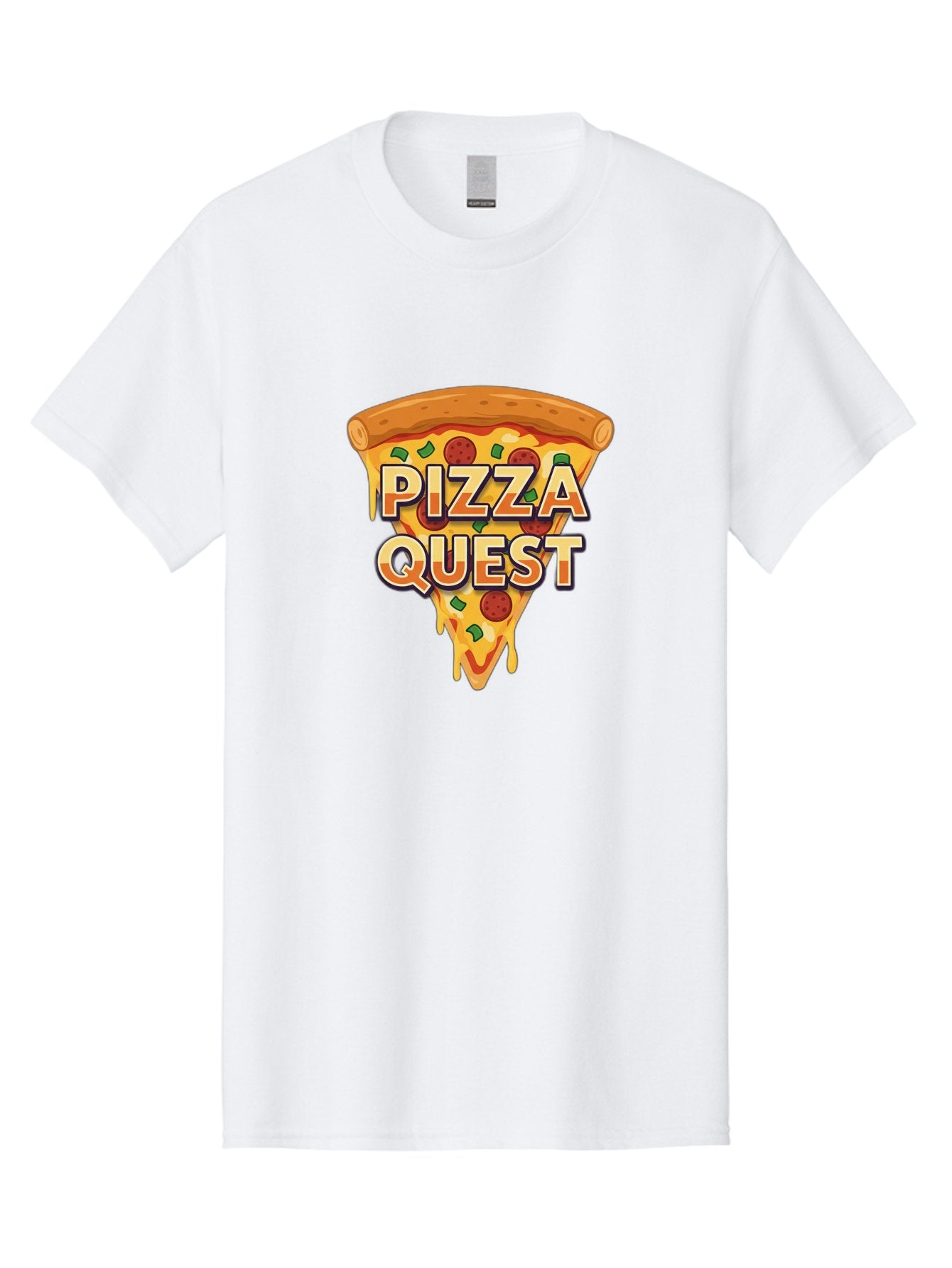 Pizza-Quest Men'S Graphic Tee, 100% Cotton, Comfortable Casual Summer Wear, Machine Washable, Pizza Slice, Melted Cheese, Pepperoni Pizza, Green Peppers, Cartoon Pizza, Food Illustration, Cheesy Goodness, Pizza Lovers, Gaming Logo Bac268 11