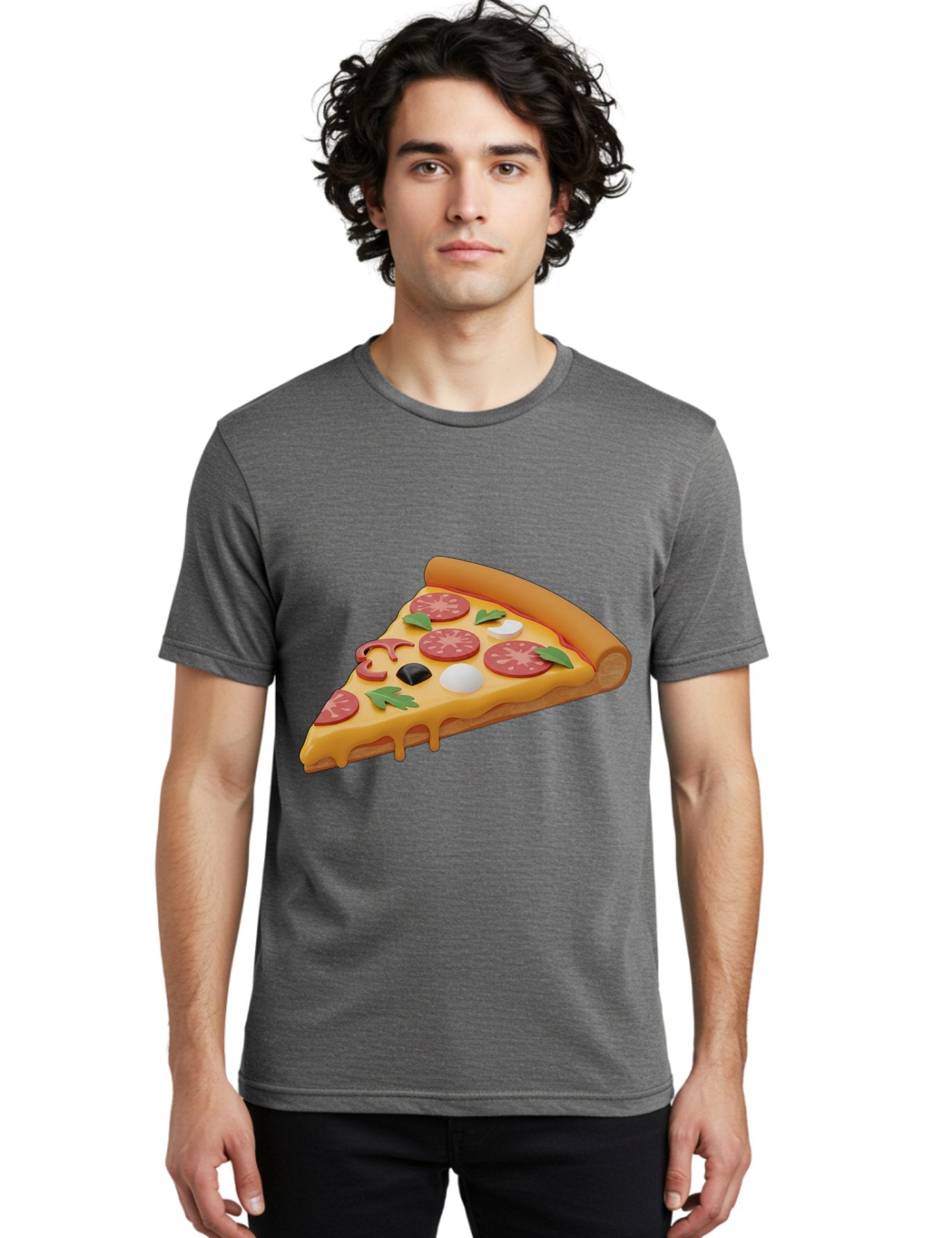 Pizza-Slice-1 Men'S Graphic Tee, 100% Cotton, Comfortable Casual Summer Wear, Machine Washable, Pizza Slice, Pepperoni Pizza, Melted Cheese, Italian Food, Cheese Pizza, Olives, Garlic, Basil Leaves, Pepperoni Slices, Gourmet Pizza Bac269 25