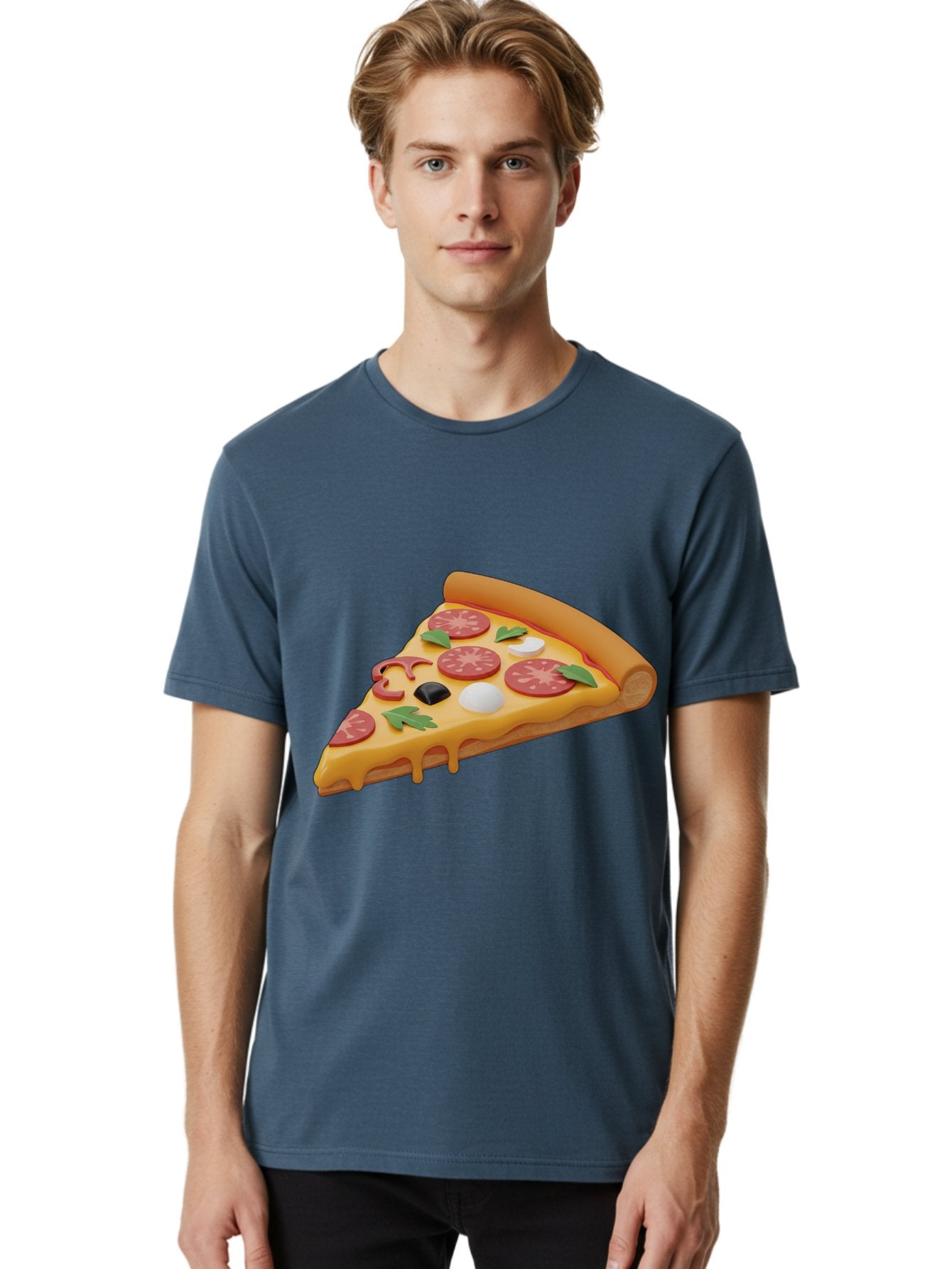 Pizza-Slice-1 Men'S Graphic Tee, 100% Cotton, Comfortable Casual Summer Wear, Machine Washable, Pizza Slice, Pepperoni Pizza, Melted Cheese, Italian Food, Cheese Pizza, Olives, Garlic, Basil Leaves, Pepperoni Slices, Gourmet Pizza Bac269 29