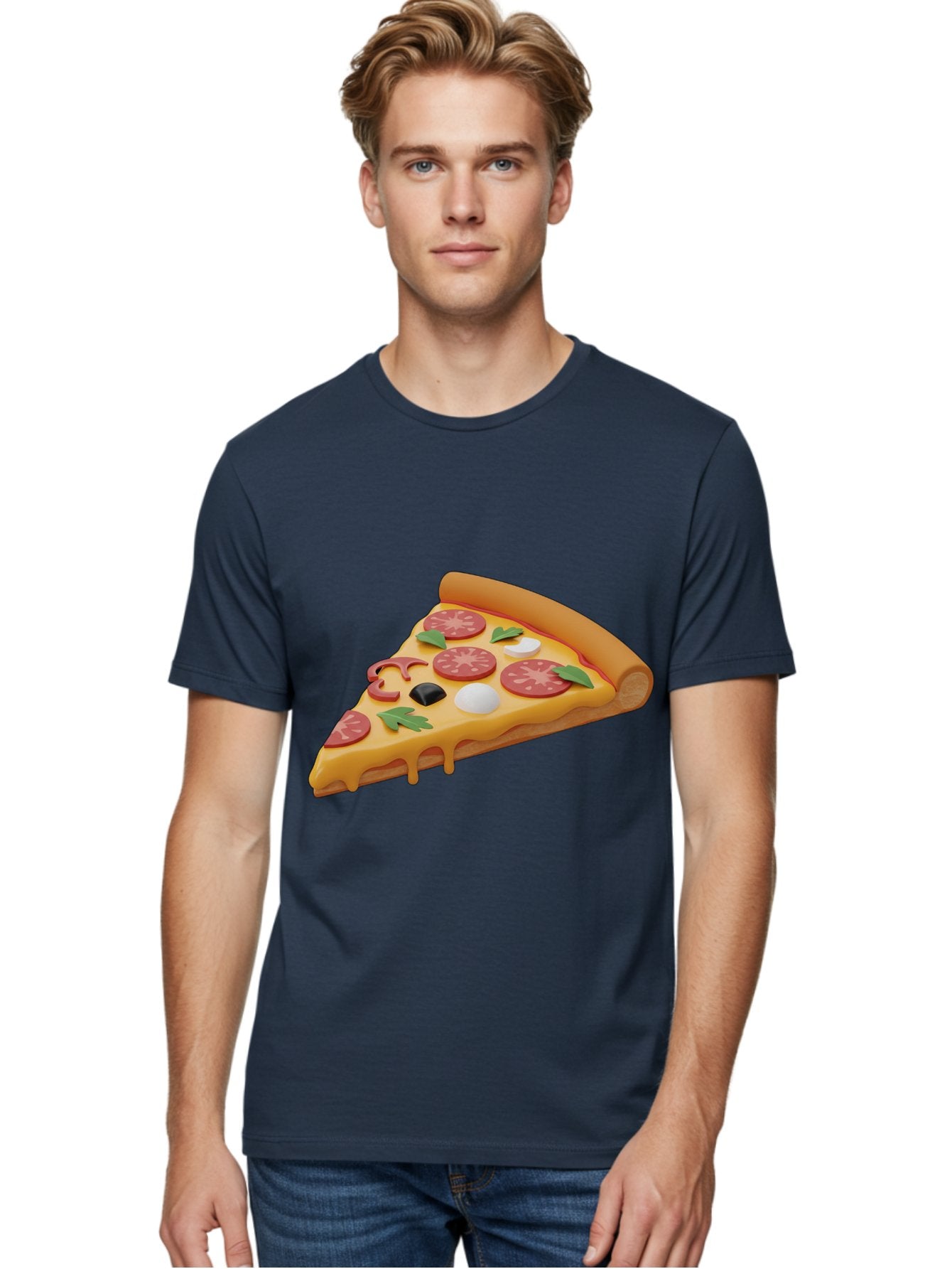 Pizza-Slice-1 Men'S Graphic Tee, 100% Cotton, Comfortable Casual Summer Wear, Machine Washable, Pizza Slice, Pepperoni Pizza, Melted Cheese, Italian Food, Cheese Pizza, Olives, Garlic, Basil Leaves, Pepperoni Slices, Gourmet Pizza Bac269 21