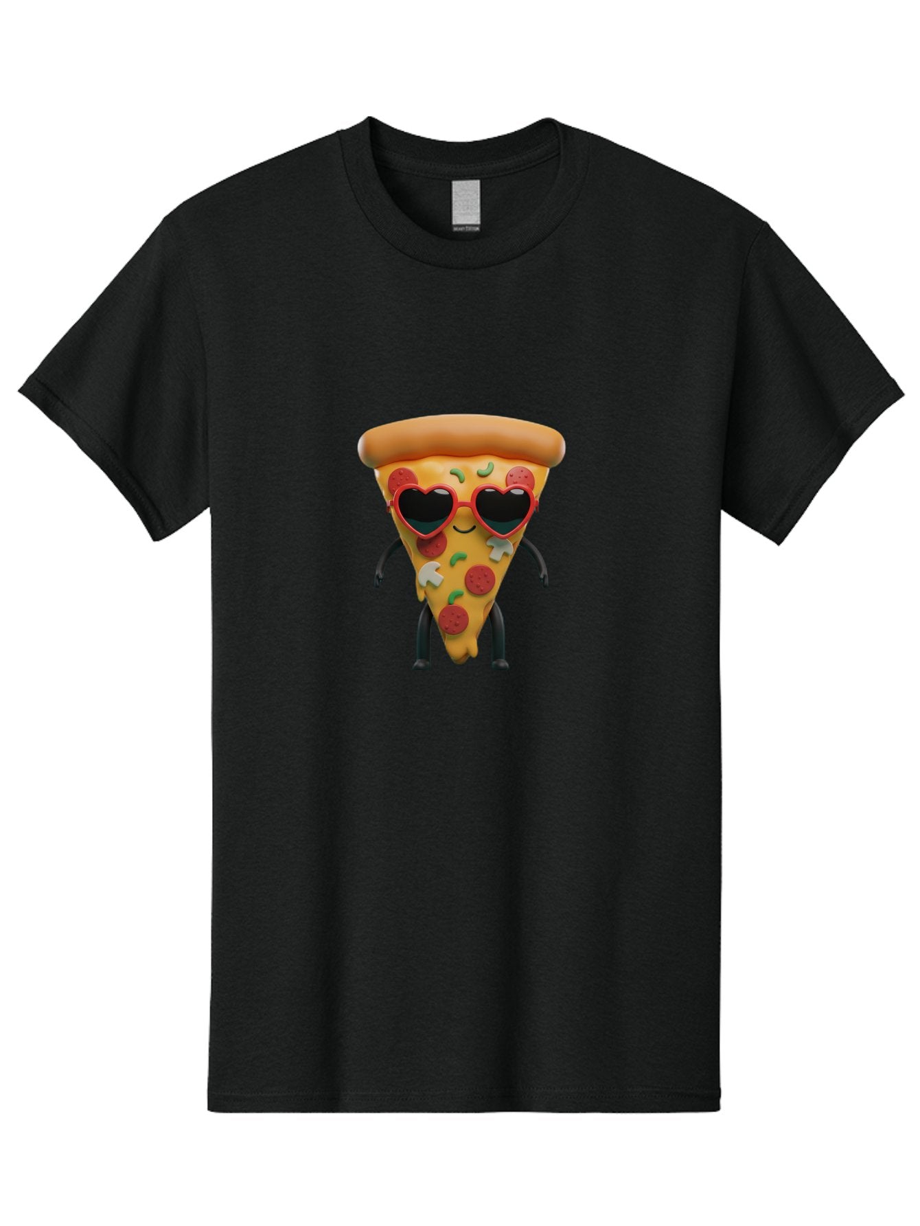 Pizza-Slice-11 Men'S Graphic Tee, 100% Cotton, Comfortable Casual Summer Wear, Machine Washable, Cartoon Pizza Slice, Heart-Shaped Sunglasses, Kawaii Character, Funny Face, Italian Food, Cartoon Food, Pepperoni Pizza, Cute Design, Bac271 15