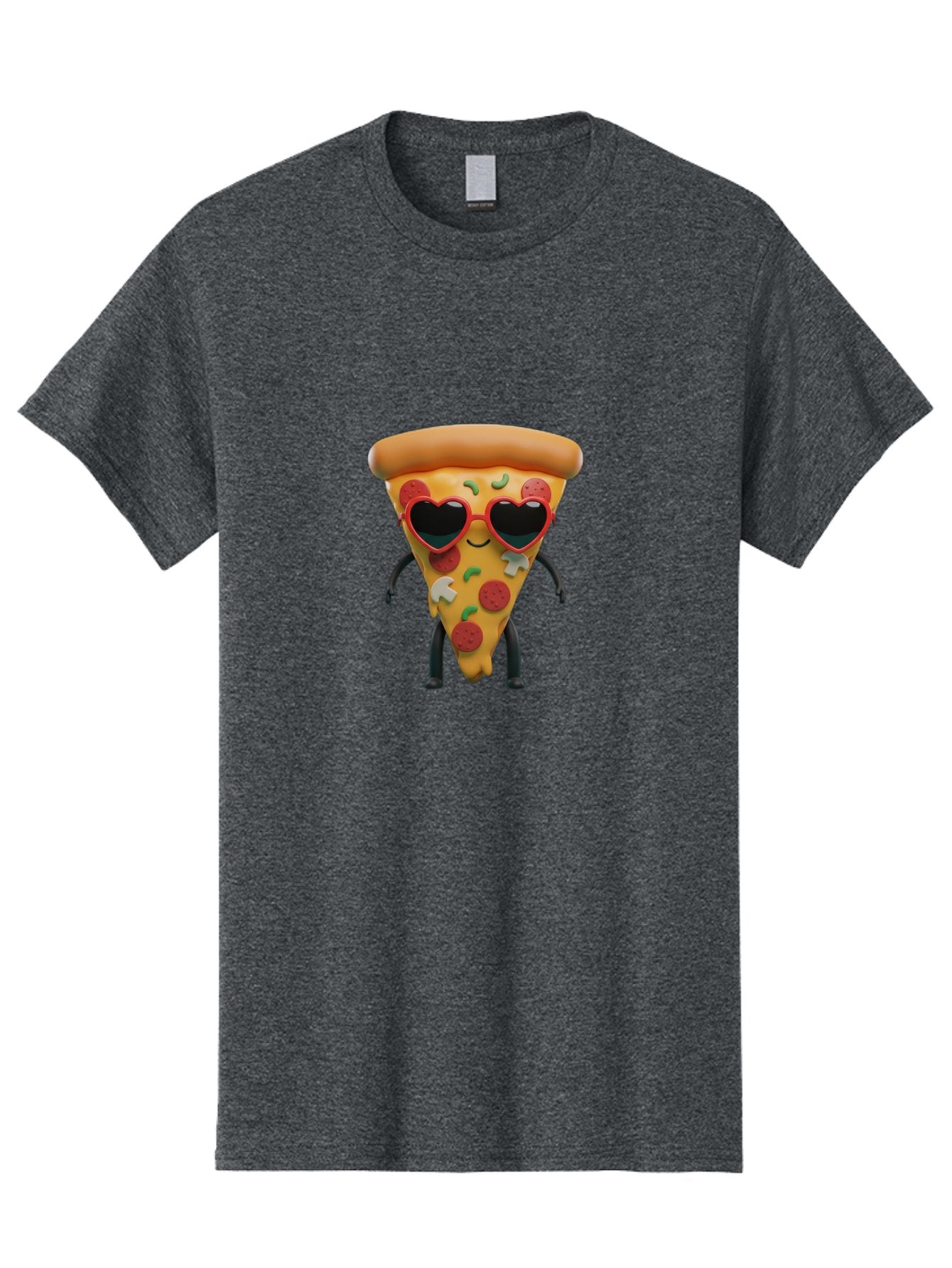 Pizza-Slice-11 Men'S Graphic Tee, 100% Cotton, Comfortable Casual Summer Wear, Machine Washable, Cartoon Pizza Slice, Heart-Shaped Sunglasses, Kawaii Character, Funny Face, Italian Food, Cartoon Food, Pepperoni Pizza, Cute Design, Bac271 3