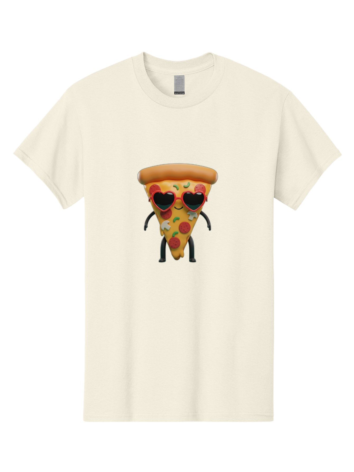 Pizza-Slice-11 Men'S Graphic Tee, 100% Cotton, Comfortable Casual Summer Wear, Machine Washable, Cartoon Pizza Slice, Heart-Shaped Sunglasses, Kawaii Character, Funny Face, Italian Food, Cartoon Food, Pepperoni Pizza, Cute Design, Bac271 9