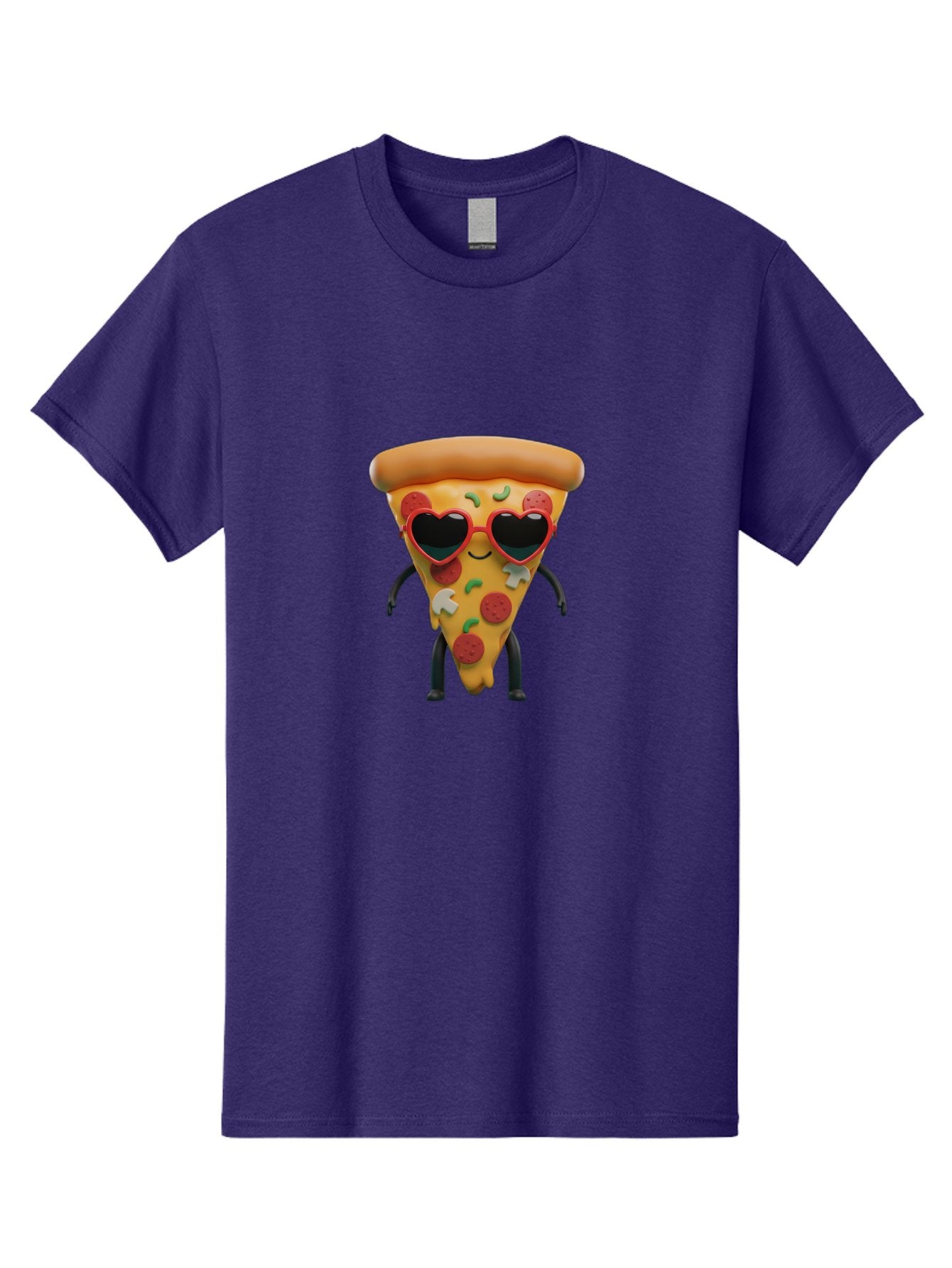 Pizza-Slice-11 Men'S Graphic Tee, 100% Cotton, Comfortable Casual Summer Wear, Machine Washable, Cartoon Pizza Slice, Heart-Shaped Sunglasses, Kawaii Character, Funny Face, Italian Food, Cartoon Food, Pepperoni Pizza, Cute Design, Bac271 6
