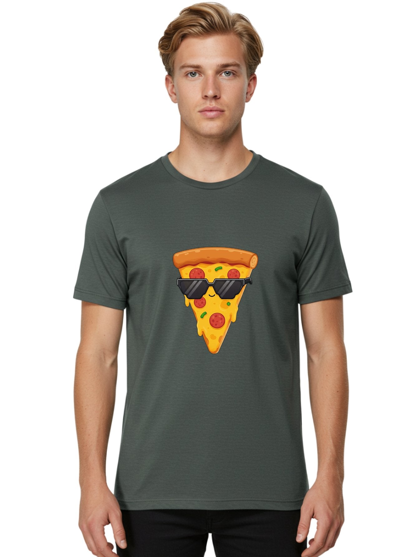 Pizza-Slice-12 Men'S Graphic Tee, 100% Cotton, Comfortable Casual Summer Wear, Machine Washable, Funny Pizza Slice, Cartoon Character, Sunglasses, Pepperoni Pizza, Melting Cheese, Casual Style, Laid-Back Vibe, Food Illustration, Quirky Design, Bac272 16