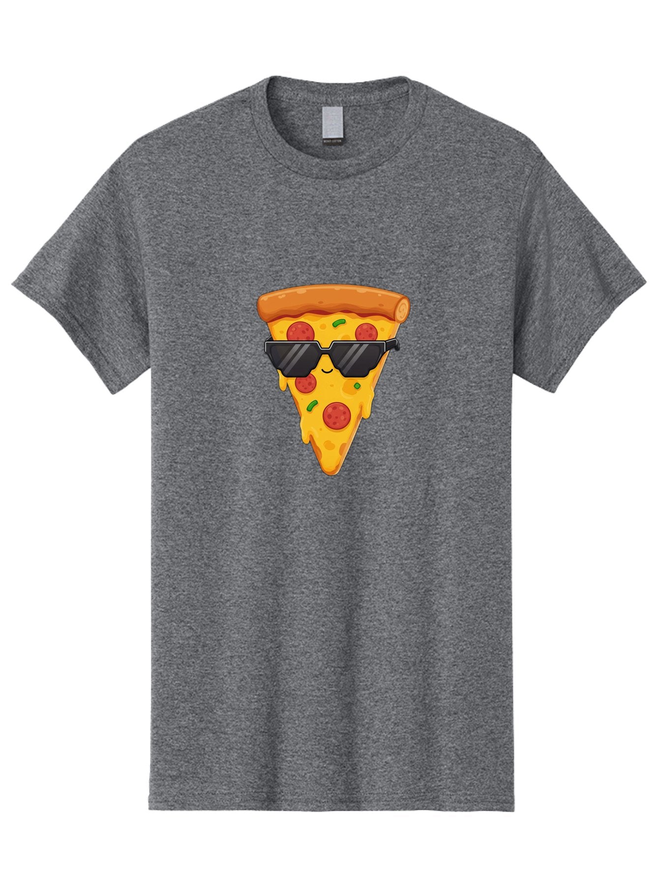 Pizza-Slice-12 Men'S Graphic Tee, 100% Cotton, Comfortable Casual Summer Wear, Machine Washable, Funny Pizza Slice, Cartoon Character, Sunglasses, Pepperoni Pizza, Melting Cheese, Casual Style, Laid-Back Vibe, Food Illustration, Quirky Design, Bac272 5