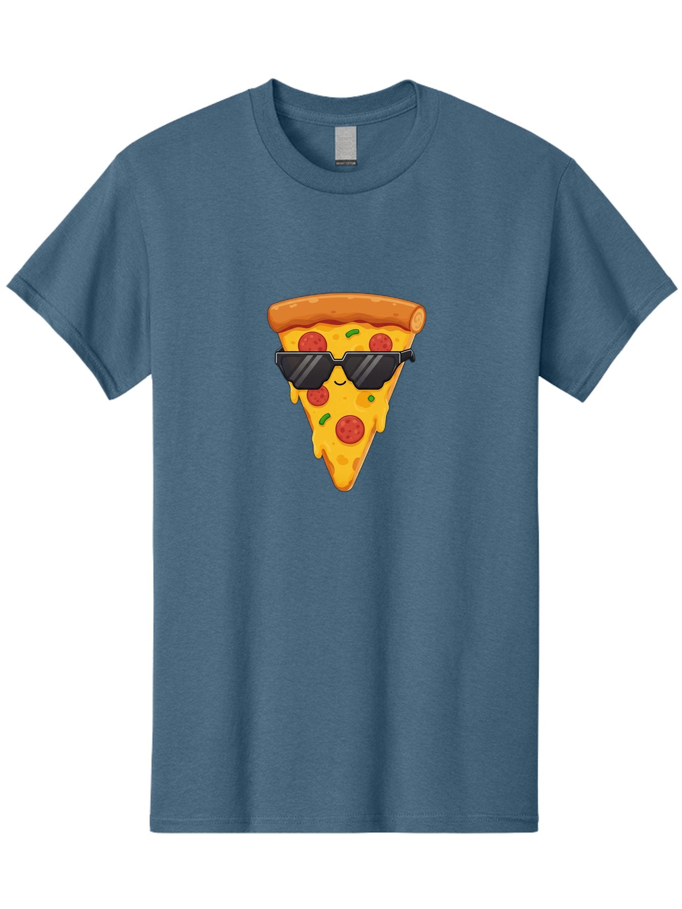 Pizza-Slice-12 Men'S Graphic Tee, 100% Cotton, Comfortable Casual Summer Wear, Machine Washable, Funny Pizza Slice, Cartoon Character, Sunglasses, Pepperoni Pizza, Melting Cheese, Casual Style, Laid-Back Vibe, Food Illustration, Quirky Design, Bac272 3
