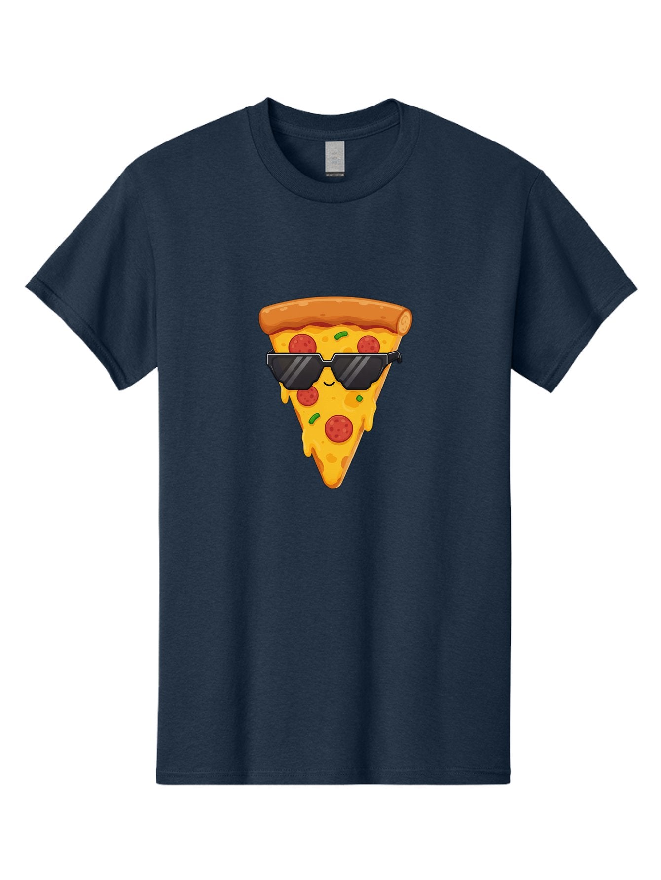 Pizza-Slice-12 Men'S Graphic Tee, 100% Cotton, Comfortable Casual Summer Wear, Machine Washable, Funny Pizza Slice, Cartoon Character, Sunglasses, Pepperoni Pizza, Melting Cheese, Casual Style, Laid-Back Vibe, Food Illustration, Quirky Design, Bac272
