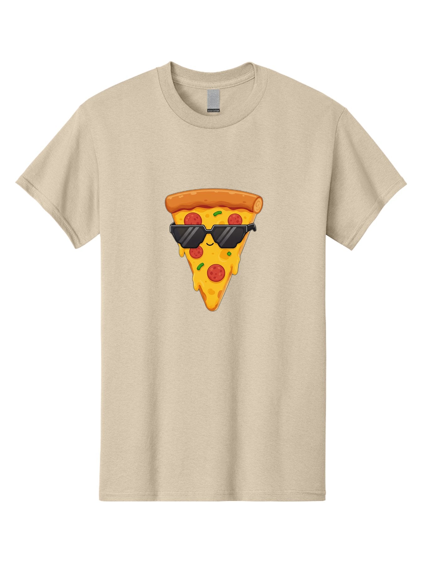 Pizza-Slice-12 Men'S Graphic Tee, 100% Cotton, Comfortable Casual Summer Wear, Machine Washable, Funny Pizza Slice, Cartoon Character, Sunglasses, Pepperoni Pizza, Melting Cheese, Casual Style, Laid-Back Vibe, Food Illustration, Quirky Design, Bac272 6