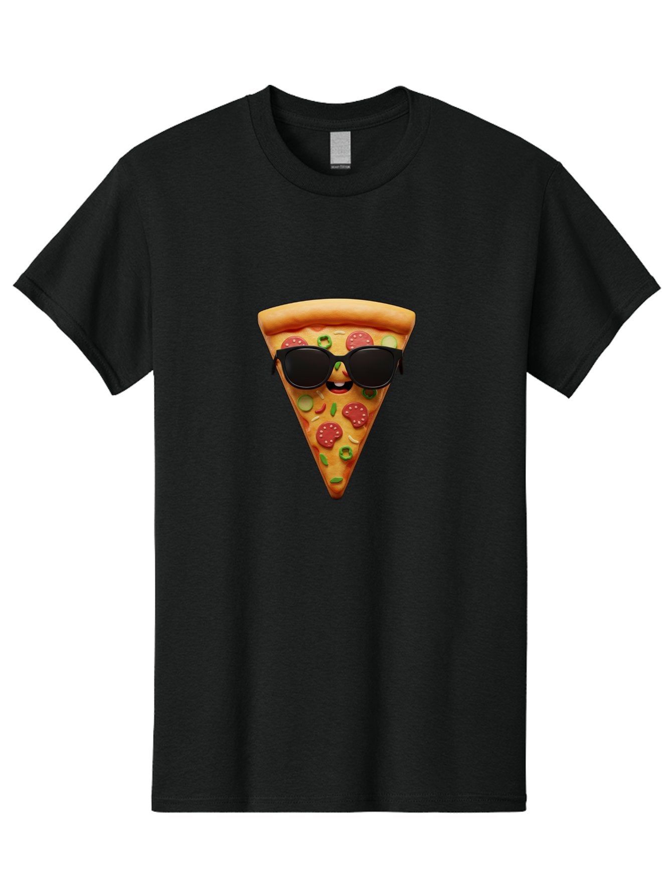 Pizza-Slice-14 Men'S Graphic Tee, 100% Cotton, Comfortable Casual Summer Wear, Machine Washable, Pizza Slice, Cartoon Character, Sunglasses, Pepperoni Pizza, Green Peppers, Olives, Cartoon Food, Funny Pizza, Cheerful Snack, Tasty Treat Bac274 6