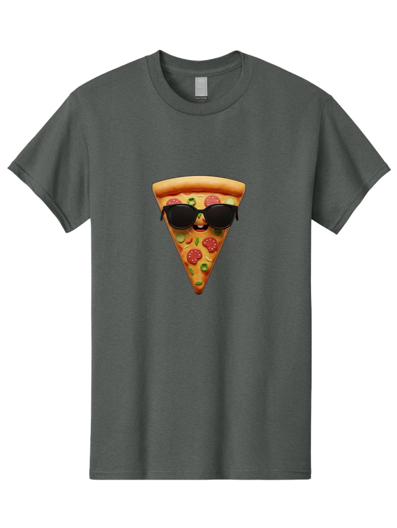 Pizza-Slice-14 Men'S Graphic Tee, 100% Cotton, Comfortable Casual Summer Wear, Machine Washable, Pizza Slice, Cartoon Character, Sunglasses, Pepperoni Pizza, Green Peppers, Olives, Cartoon Food, Funny Pizza, Cheerful Snack, Tasty Treat Bac274 11