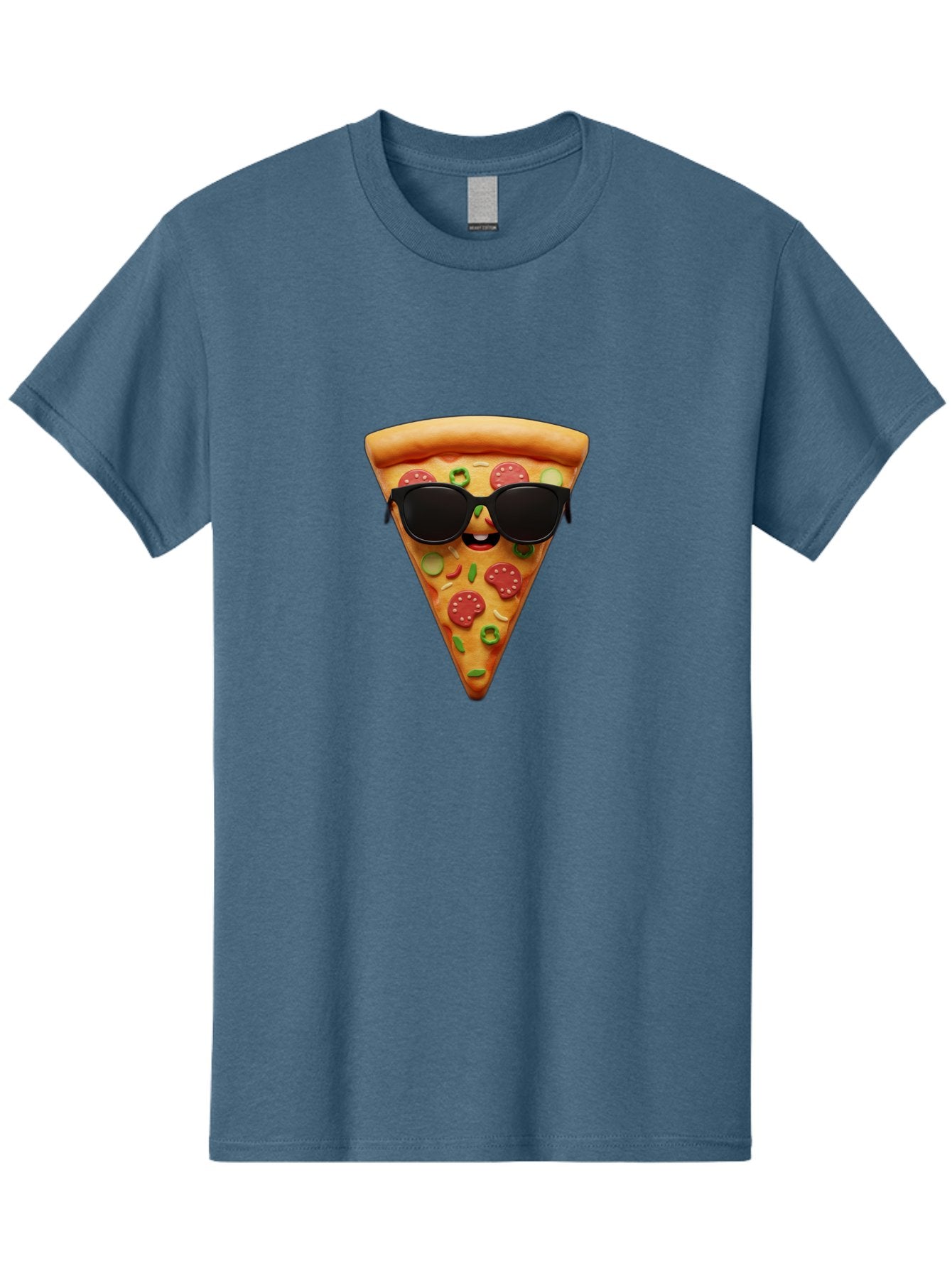 Pizza-Slice-14 Men'S Graphic Tee, 100% Cotton, Comfortable Casual Summer Wear, Machine Washable, Pizza Slice, Cartoon Character, Sunglasses, Pepperoni Pizza, Green Peppers, Olives, Cartoon Food, Funny Pizza, Cheerful Snack, Tasty Treat Bac274 9