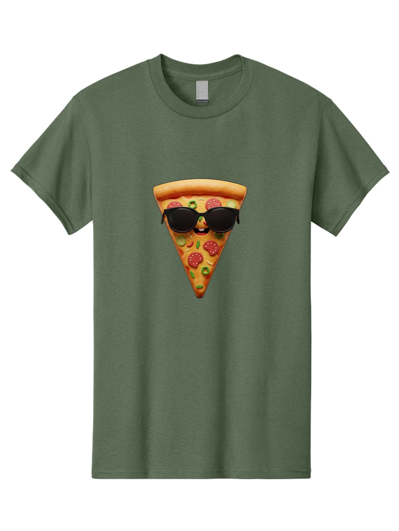 Pizza-Slice-14 Men'S Graphic Tee, 100% Cotton, Comfortable Casual Summer Wear, Machine Washable, Pizza Slice, Cartoon Character, Sunglasses, Pepperoni Pizza, Green Peppers, Olives, Cartoon Food, Funny Pizza, Cheerful Snack, Tasty Treat Bac274 14