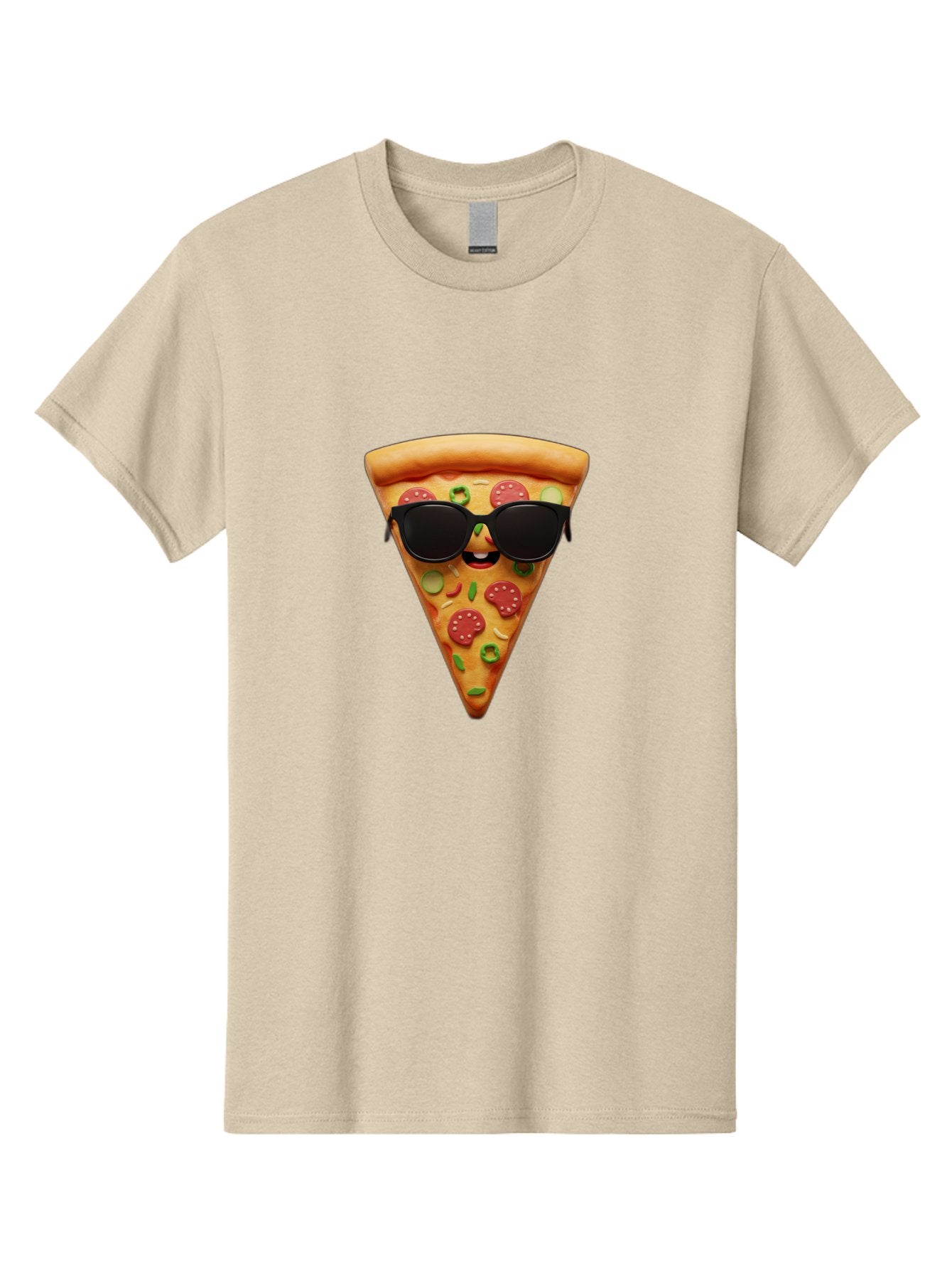 Pizza-Slice-14 Men'S Graphic Tee, 100% Cotton, Comfortable Casual Summer Wear, Machine Washable, Pizza Slice, Cartoon Character, Sunglasses, Pepperoni Pizza, Green Peppers, Olives, Cartoon Food, Funny Pizza, Cheerful Snack, Tasty Treat Bac274 8