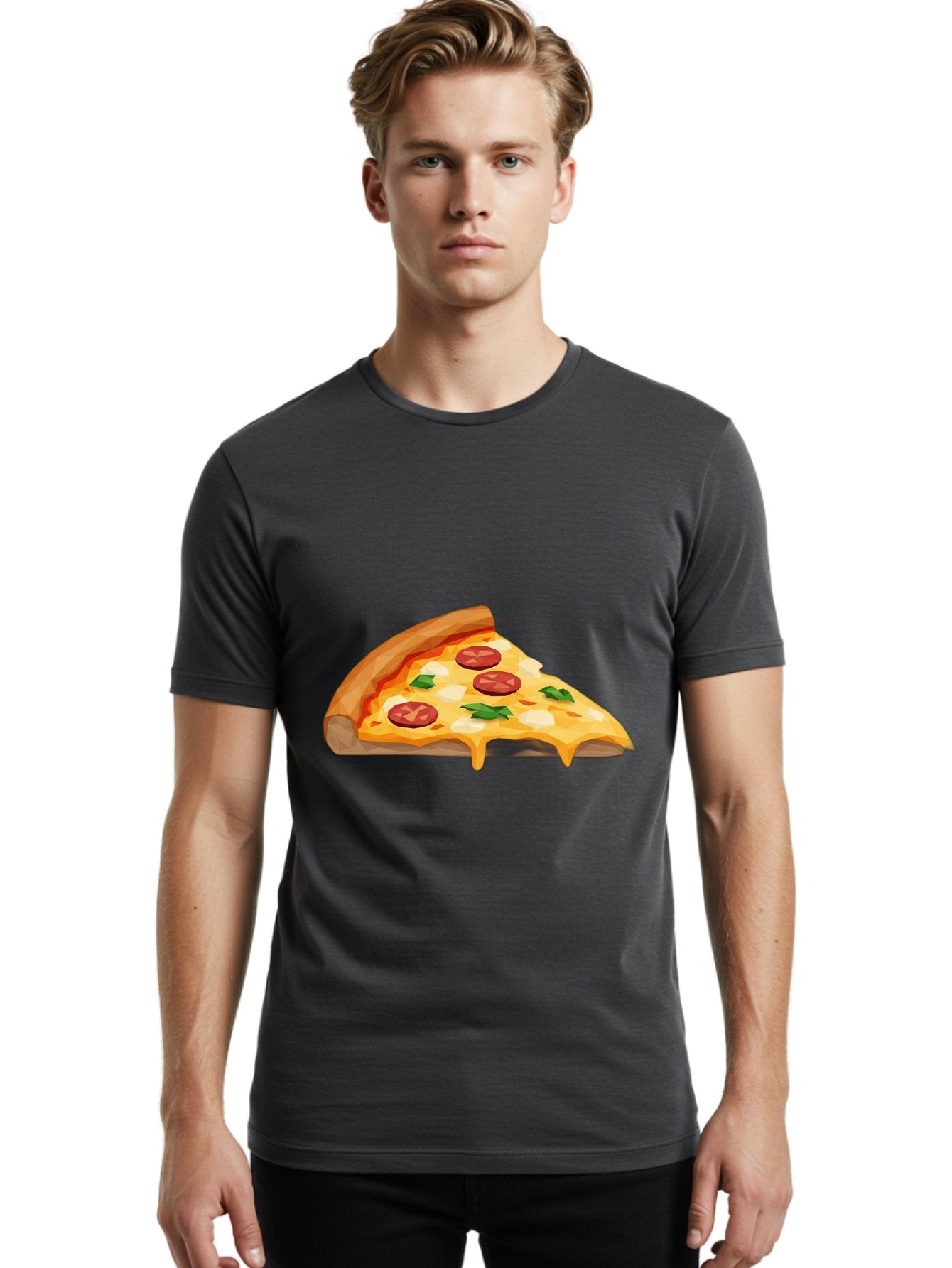 Pizza-Slice-16 Men'S Graphic Tee, 100% Cotton, Comfortable Casual Summer Wear, Machine Washable, Cheesy Pizza Slice, Melted Mozzarella Cheese, Pepperoni Toppings, Fresh Basil Leaves, Gooey Cheese Strings, Italian Cuisine, Savory Delight, Bac276 25