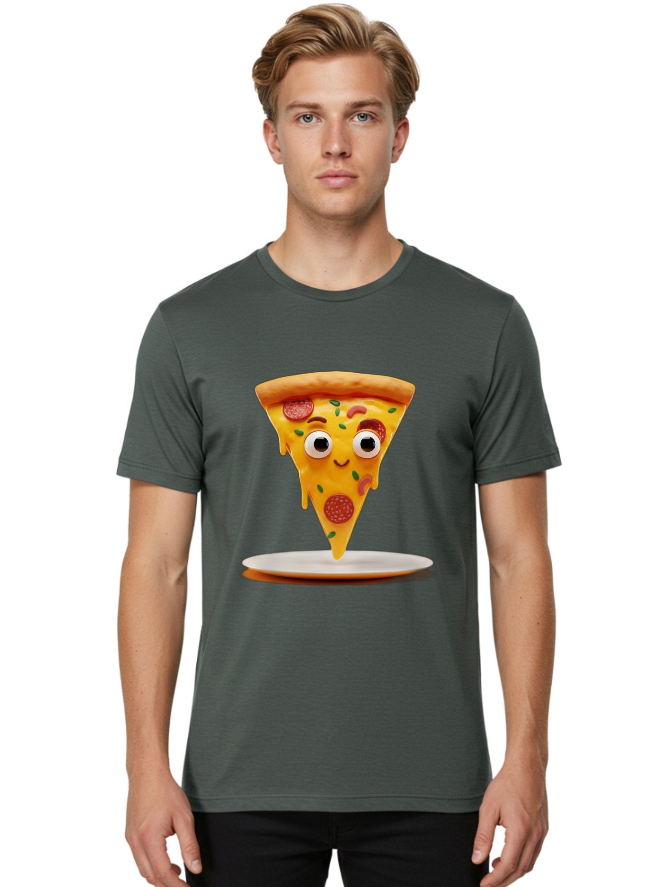 Pizza-Slice-17 Men'S Graphic Tee, 100% Cotton, Comfortable Casual Summer Wear, Machine Washable, Cartoon Pizza Slice, Melting Cheese, Pepperoni Toppings, Funny Eyes, Cute Smile, Italian Food, Delicious Meal, Foodie Humor, Comedic Relief, Bac277 18