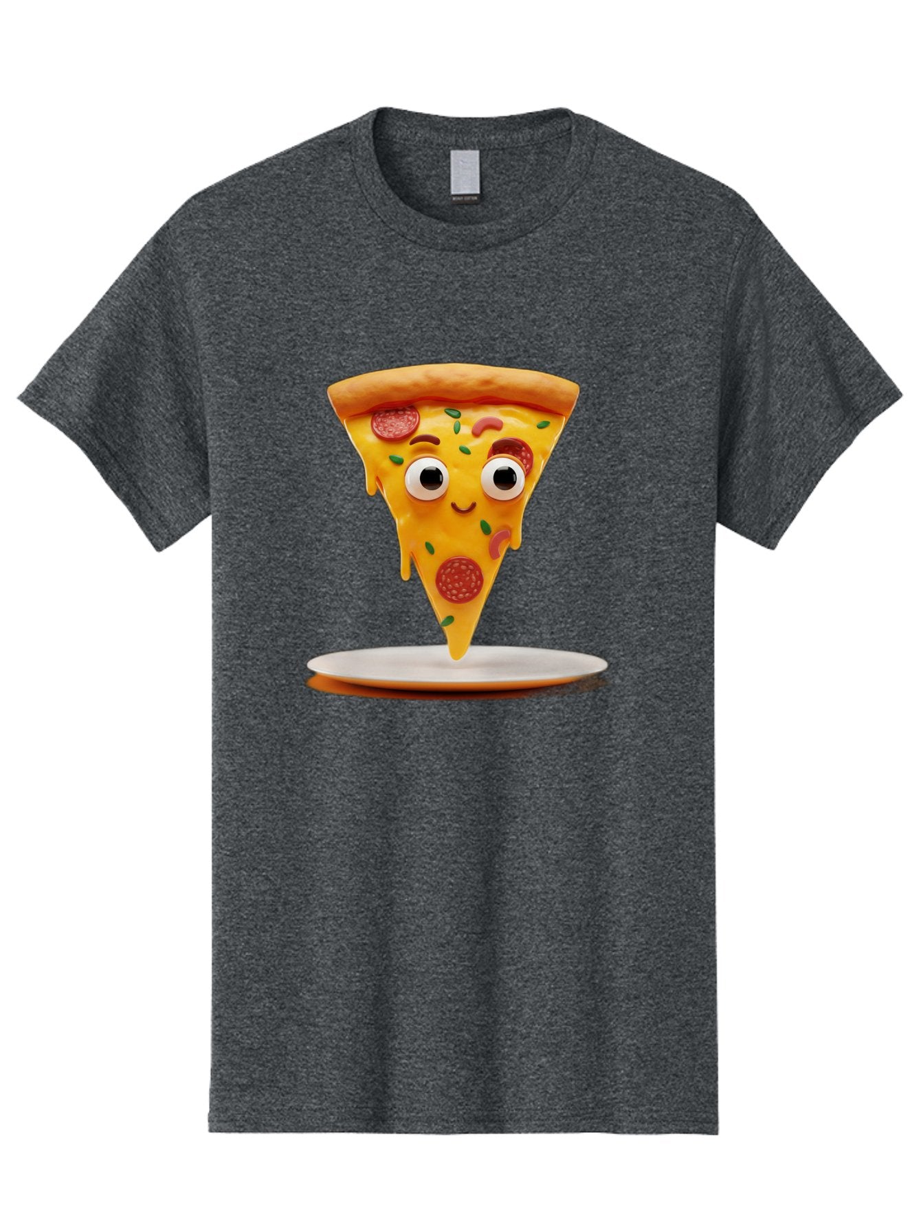 Pizza-Slice-17 Men'S Graphic Tee, 100% Cotton, Comfortable Casual Summer Wear, Machine Washable, Cartoon Pizza Slice, Melting Cheese, Pepperoni Toppings, Funny Eyes, Cute Smile, Italian Food, Delicious Meal, Foodie Humor, Comedic Relief, Bac277