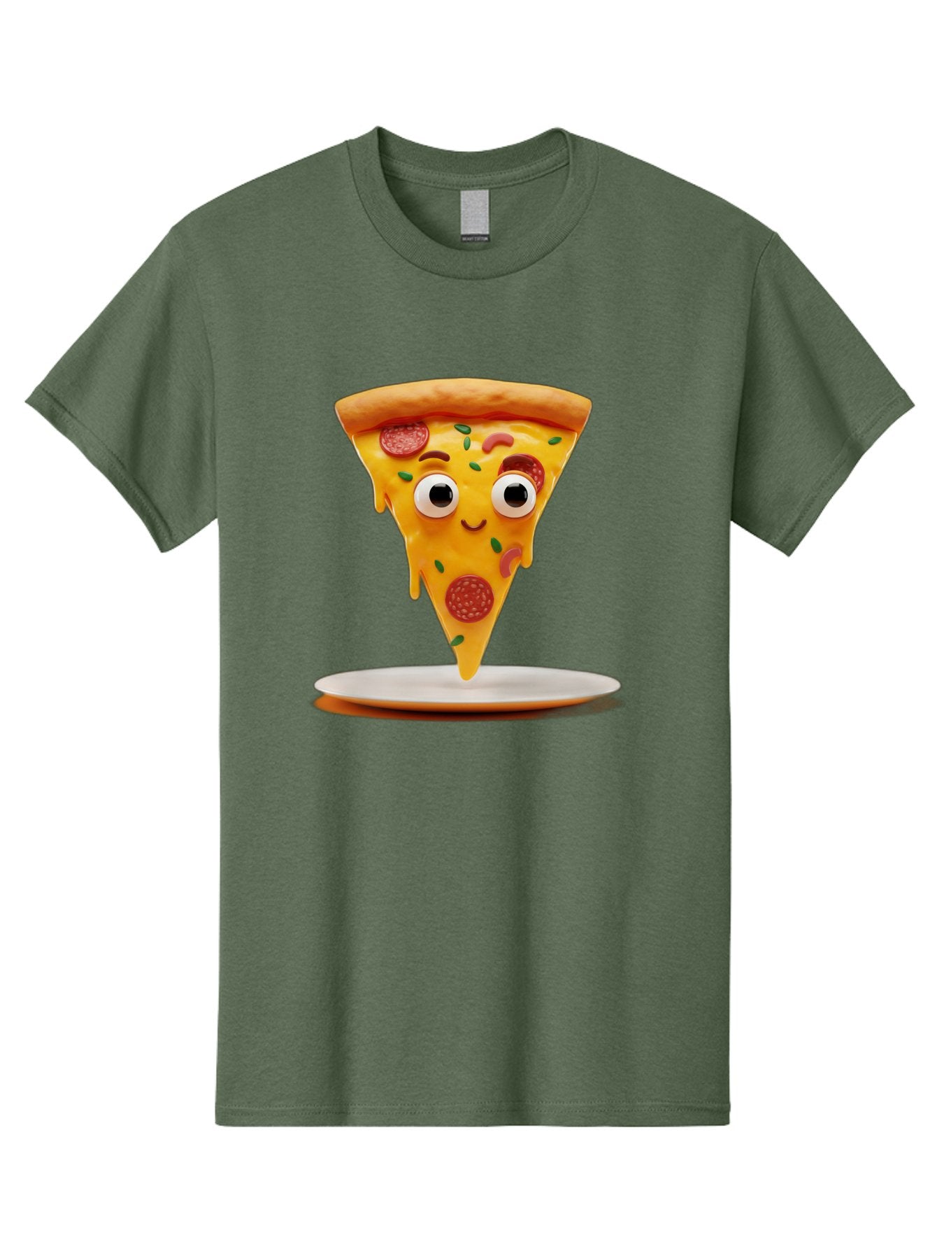 Pizza-Slice-17 Men'S Graphic Tee, 100% Cotton, Comfortable Casual Summer Wear, Machine Washable, Cartoon Pizza Slice, Melting Cheese, Pepperoni Toppings, Funny Eyes, Cute Smile, Italian Food, Delicious Meal, Foodie Humor, Comedic Relief, Bac277 3
