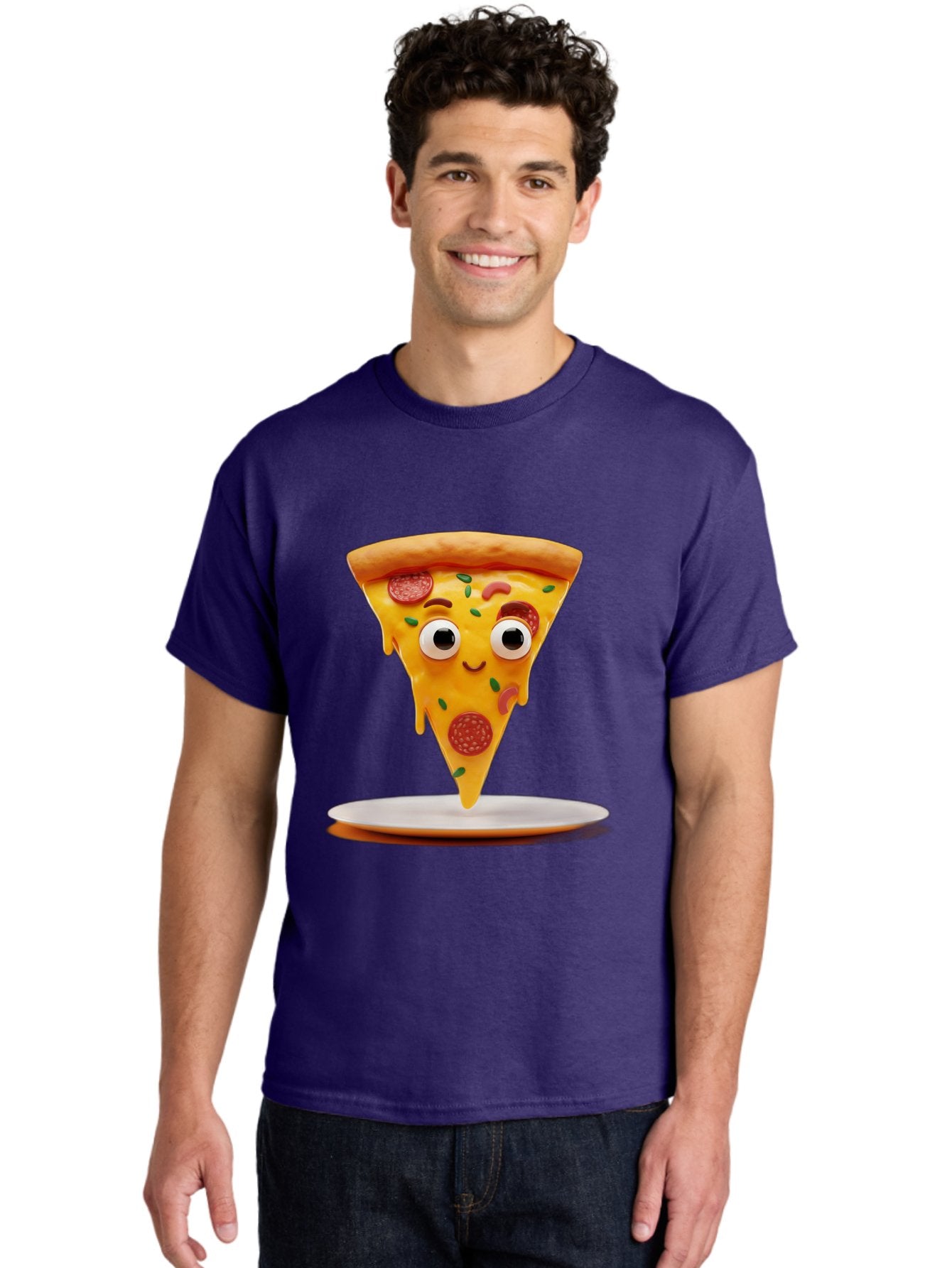 Pizza-Slice-17 Men'S Graphic Tee, 100% Cotton, Comfortable Casual Summer Wear, Machine Washable, Cartoon Pizza Slice, Melting Cheese, Pepperoni Toppings, Funny Eyes, Cute Smile, Italian Food, Delicious Meal, Foodie Humor, Comedic Relief, Bac277 21