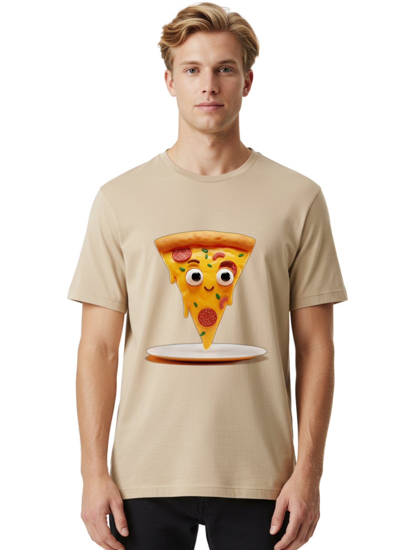 Pizza-Slice-17 Men'S Graphic Tee, 100% Cotton, Comfortable Casual Summer Wear, Machine Washable, Cartoon Pizza Slice, Melting Cheese, Pepperoni Toppings, Funny Eyes, Cute Smile, Italian Food, Delicious Meal, Foodie Humor, Comedic Relief, Bac277 27