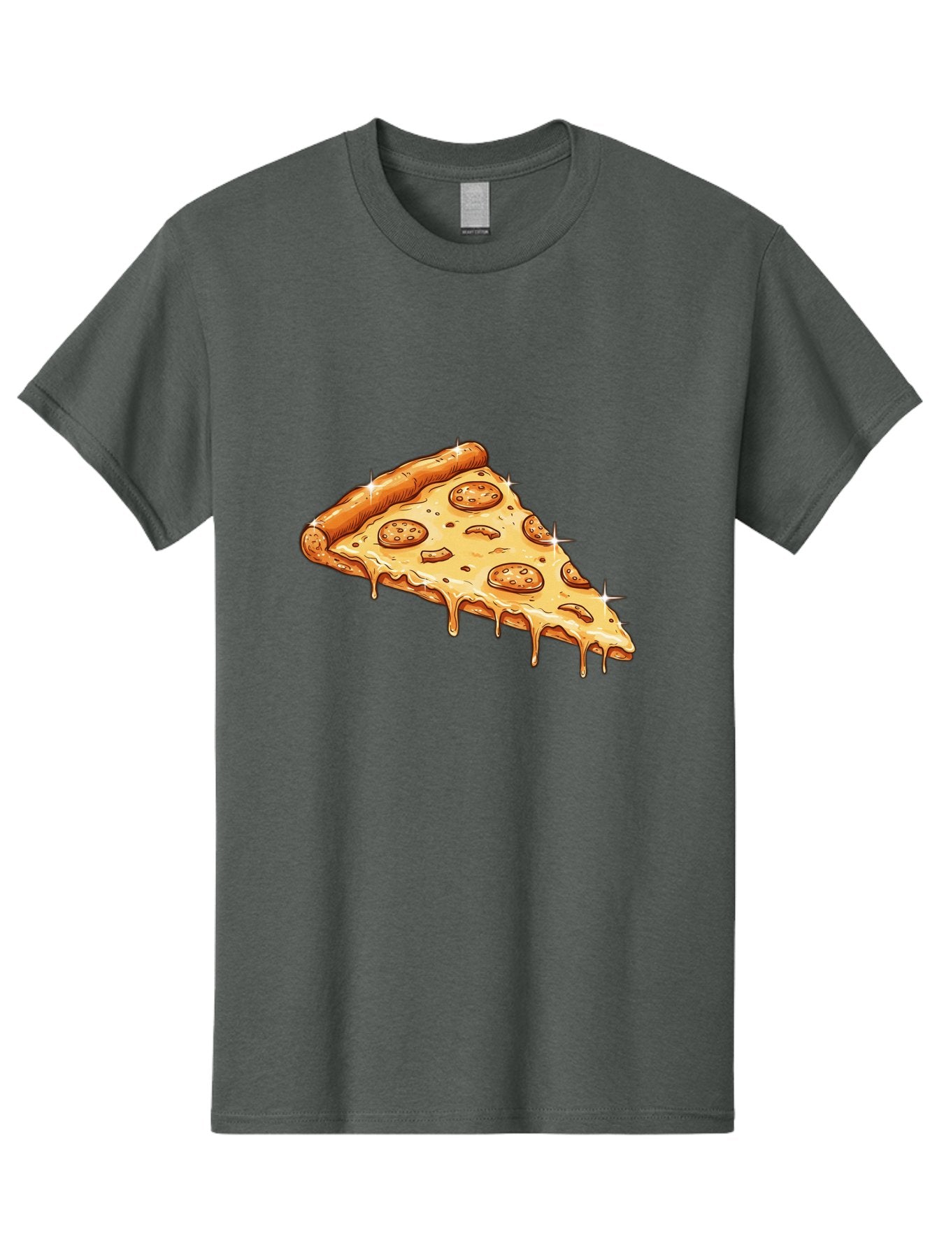 Pizza-Slice-18 Men'S Graphic Tee, 100% Cotton, Comfortable Casual Summer Wear, Machine Washable, Cheesy Pizza Slice, Pepperoni Pizza, Gooey Cheese, Delicious Food, Pizza Toppings, Tasty Treat, Italian Cuisine, Melty Cheese, Savory Delight Bac278
