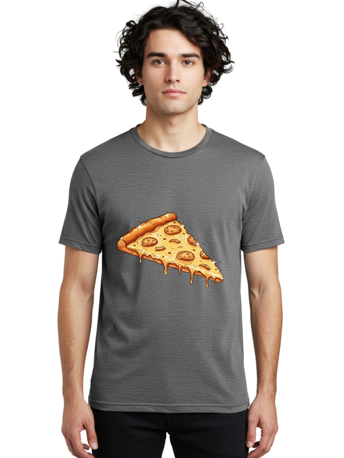 Pizza-Slice-18 Men'S Graphic Tee, 100% Cotton, Comfortable Casual Summer Wear, Machine Washable, Cheesy Pizza Slice, Pepperoni Pizza, Gooey Cheese, Delicious Food, Pizza Toppings, Tasty Treat, Italian Cuisine, Melty Cheese, Savory Delight Bac278 30