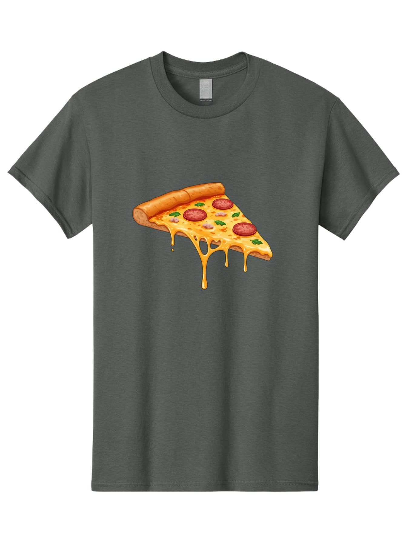 Pizza-Slice-19 Men'S Graphic Tee, 100% Cotton, Comfortable Casual Summer Wear, Machine Washable, Pepperoni Pizza Slice, Melted Cheese, Gooey Cheese, Pepperoni, Basil, Italian Food, Pizza Lover, Cheesy Goodness, Savory Delight, Foodie, Bac279 3