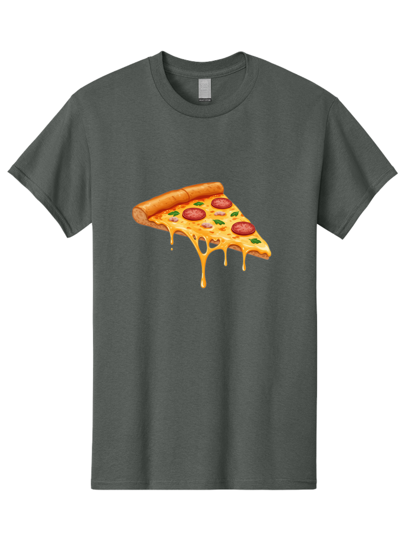 Pizza-Slice-19 Men'S Graphic Tee, 100% Cotton, Comfortable Casual Summer Wear, Machine Washable, Pepperoni Pizza Slice, Melted Cheese, Gooey Cheese, Pepperoni, Basil, Italian Food, Pizza Lover, Cheesy Goodness, Savory Delight, Foodie, Bac279 9