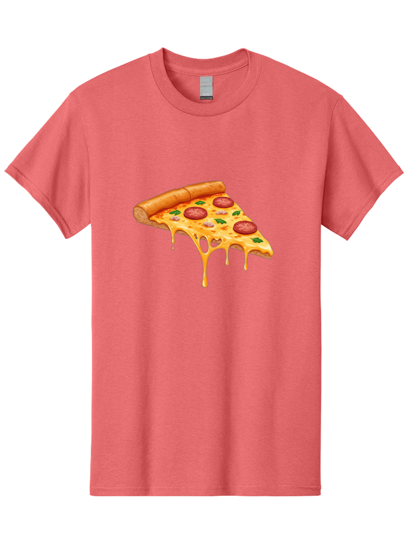Pizza-Slice-19 Men'S Graphic Tee, 100% Cotton, Comfortable Casual Summer Wear, Machine Washable, Pepperoni Pizza Slice, Melted Cheese, Gooey Cheese, Pepperoni, Basil, Italian Food, Pizza Lover, Cheesy Goodness, Savory Delight, Foodie, Bac279 7