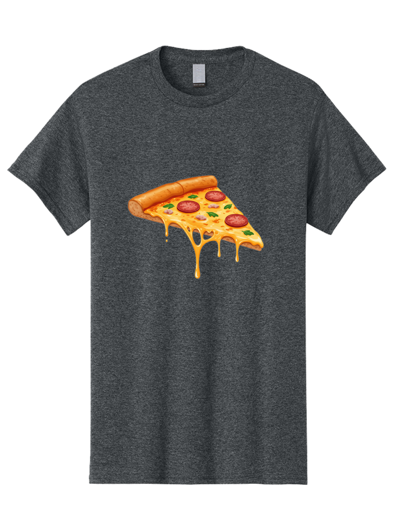 Pizza-Slice-19 Men'S Graphic Tee, 100% Cotton, Comfortable Casual Summer Wear, Machine Washable, Pepperoni Pizza Slice, Melted Cheese, Gooey Cheese, Pepperoni, Basil, Italian Food, Pizza Lover, Cheesy Goodness, Savory Delight, Foodie, Bac279 3
