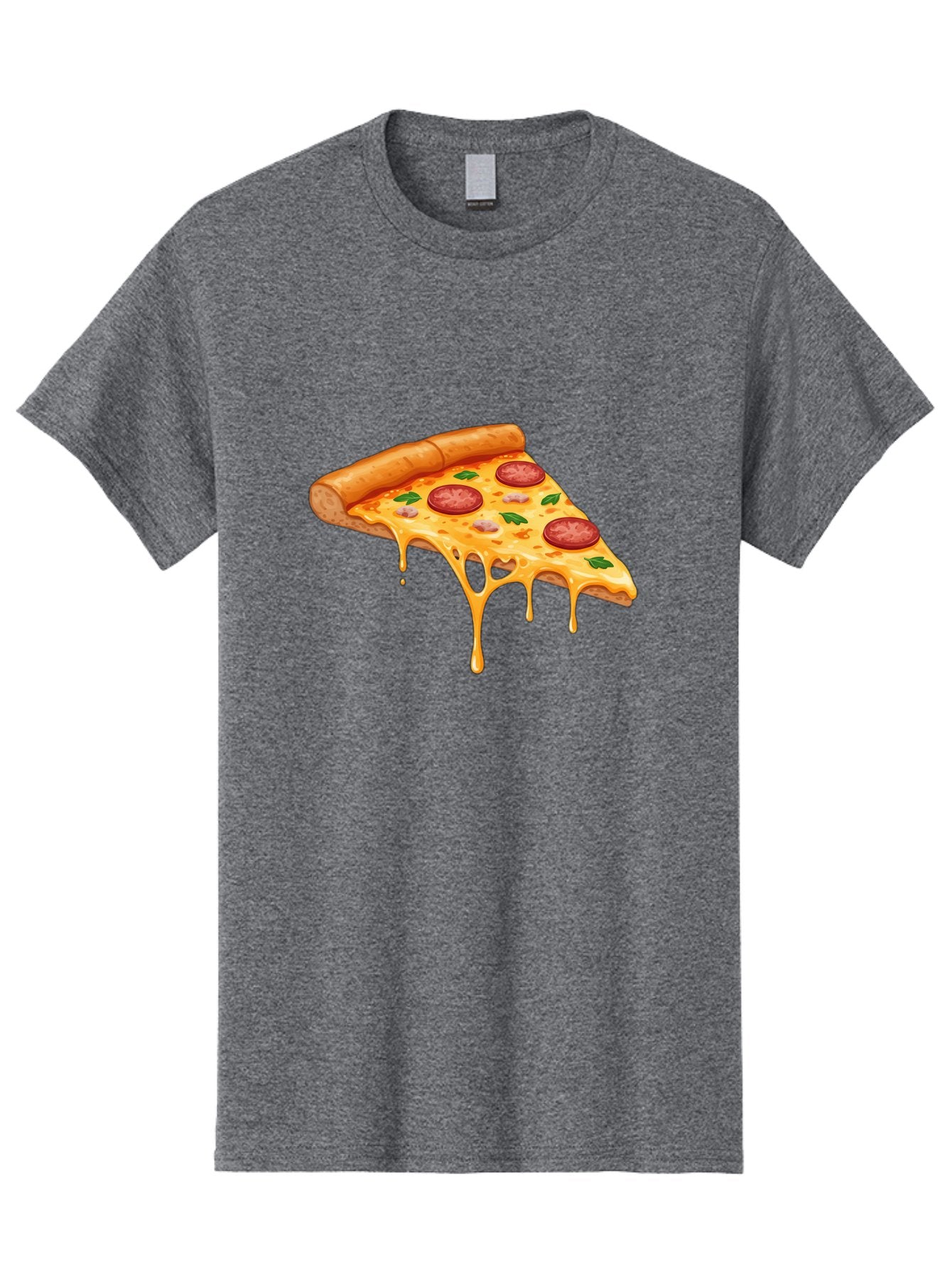 Pizza-Slice-19 Men'S Graphic Tee, 100% Cotton, Comfortable Casual Summer Wear, Machine Washable, Pepperoni Pizza Slice, Melted Cheese, Gooey Cheese, Pepperoni, Basil, Italian Food, Pizza Lover, Cheesy Goodness, Savory Delight, Foodie, Bac279 4