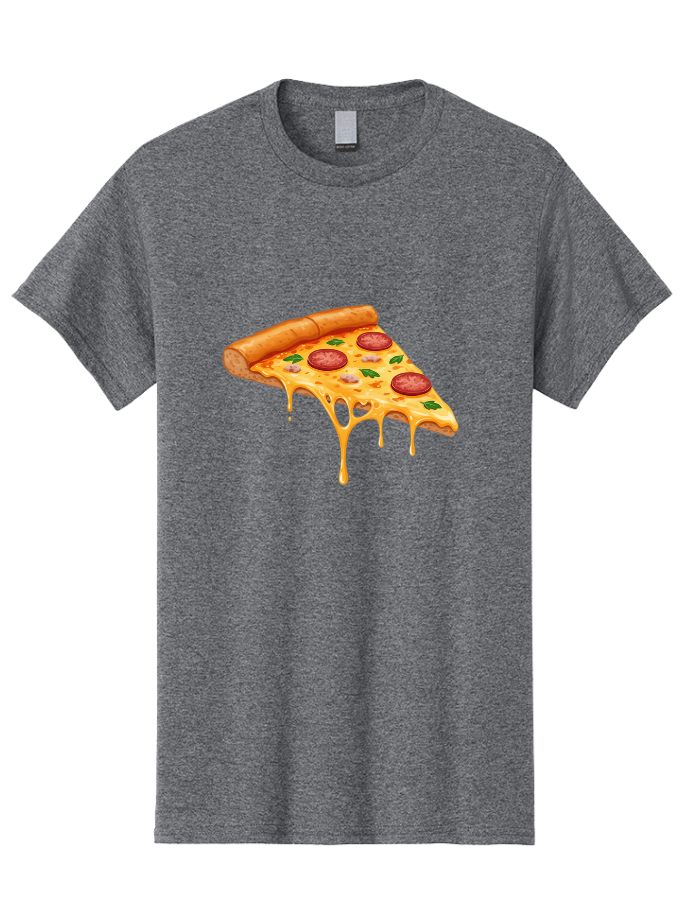 Pizza-Slice-19 Men'S Graphic Tee, 100% Cotton, Comfortable Casual Summer Wear, Machine Washable, Pepperoni Pizza Slice, Melted Cheese, Gooey Cheese, Pepperoni, Basil, Italian Food, Pizza Lover, Cheesy Goodness, Savory Delight, Foodie, Bac279 12