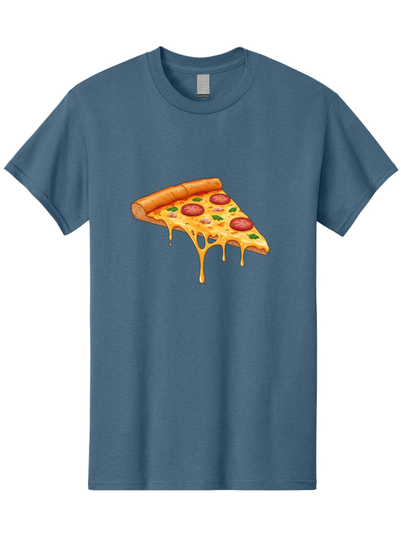 Pizza-Slice-19 Men'S Graphic Tee, 100% Cotton, Comfortable Casual Summer Wear, Machine Washable, Pepperoni Pizza Slice, Melted Cheese, Gooey Cheese, Pepperoni, Basil, Italian Food, Pizza Lover, Cheesy Goodness, Savory Delight, Foodie, Bac279 9